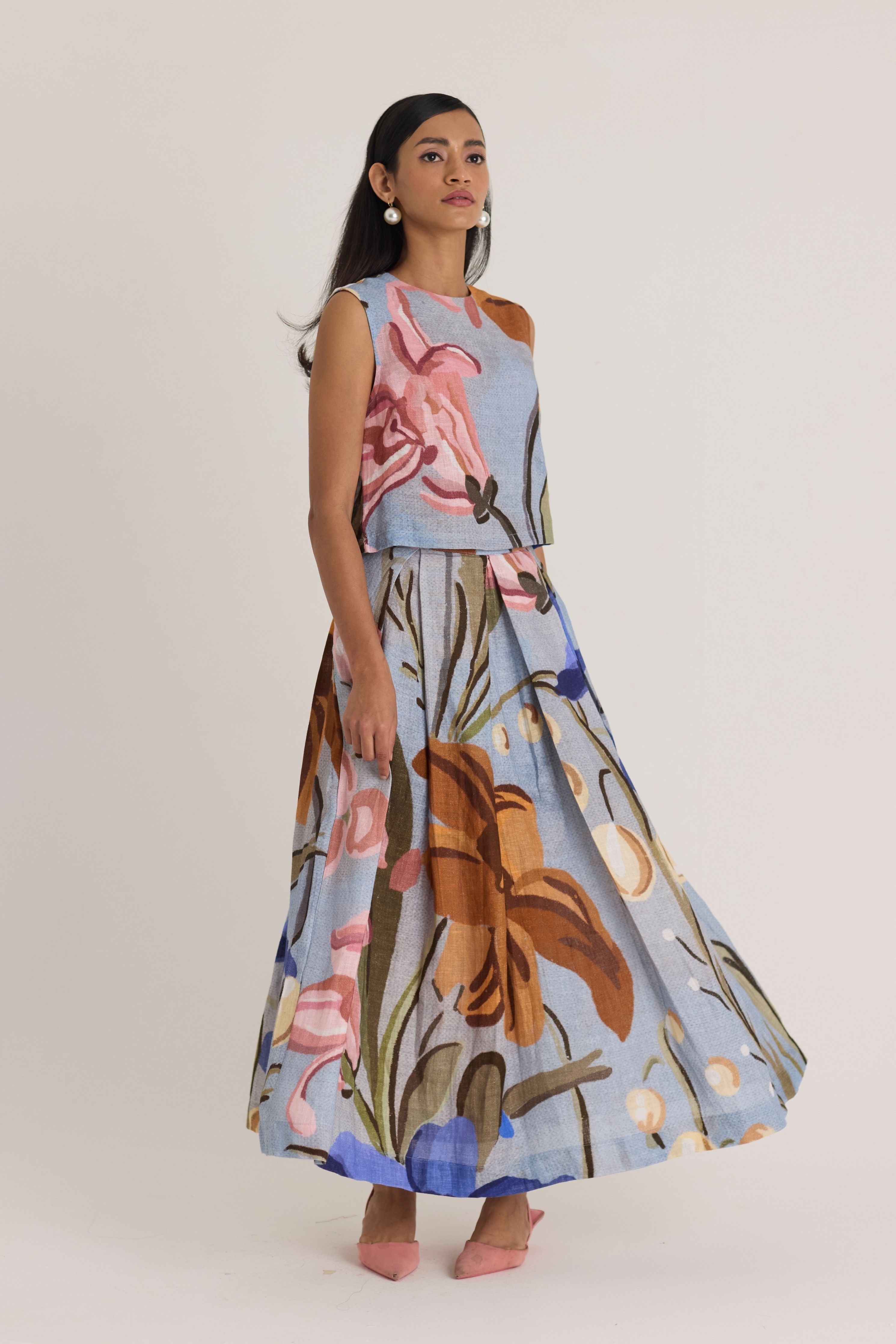 Nico Linen Top & Skirt Set