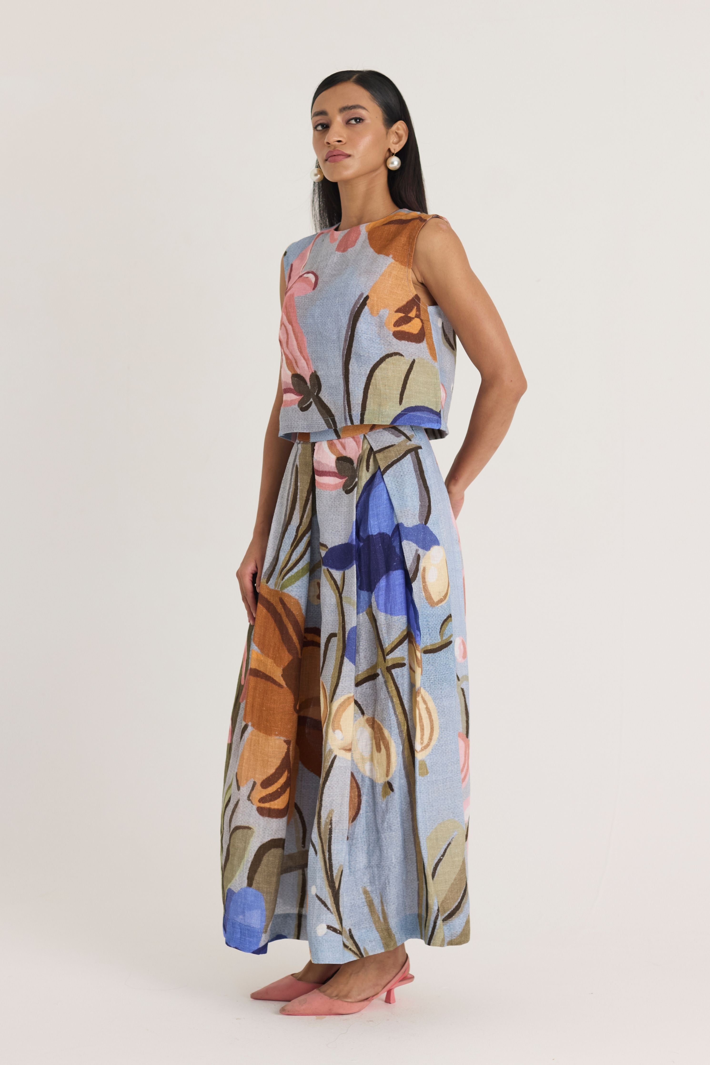 Nico Linen Top & Skirt Set