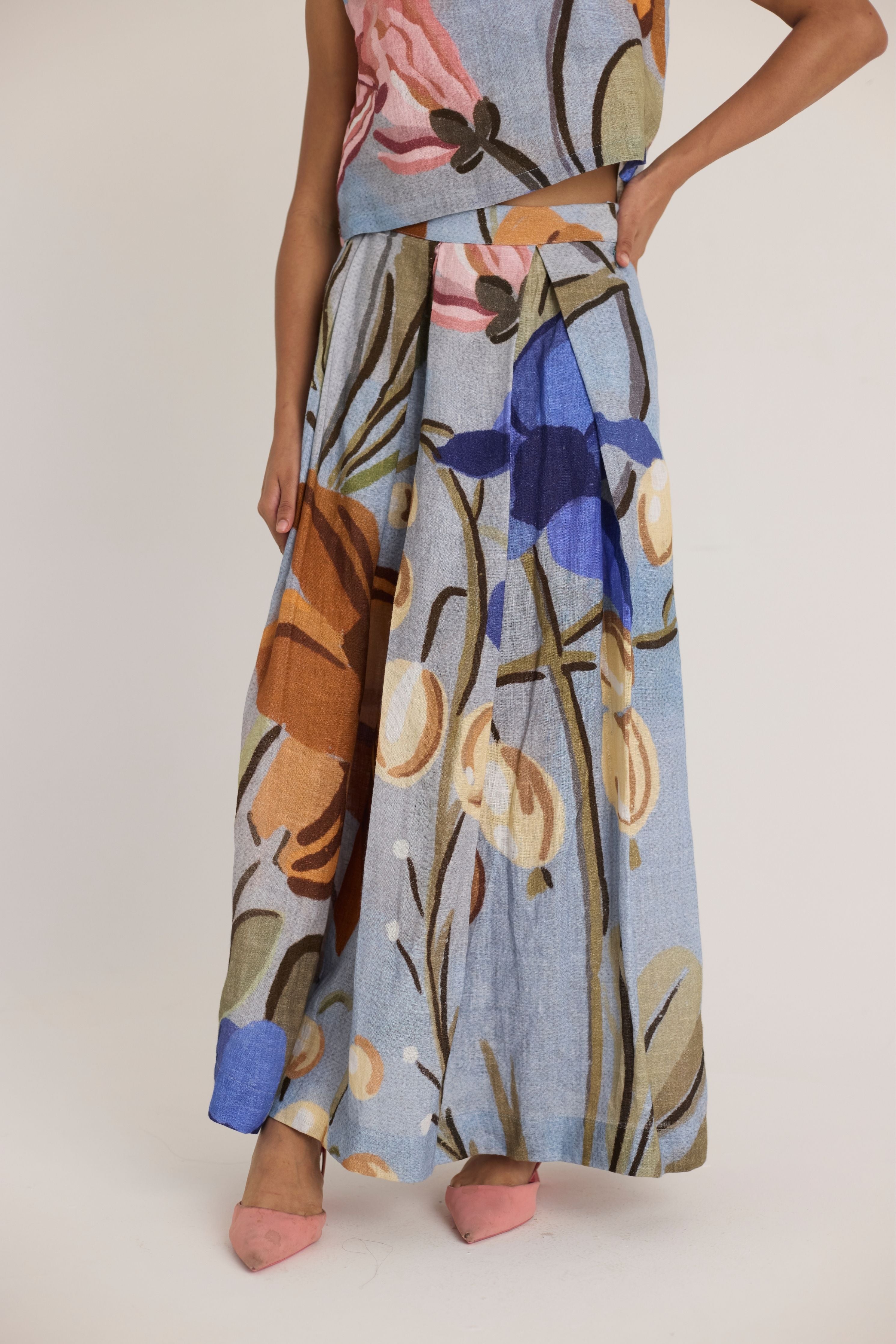 Nico Linen Top & Skirt Set