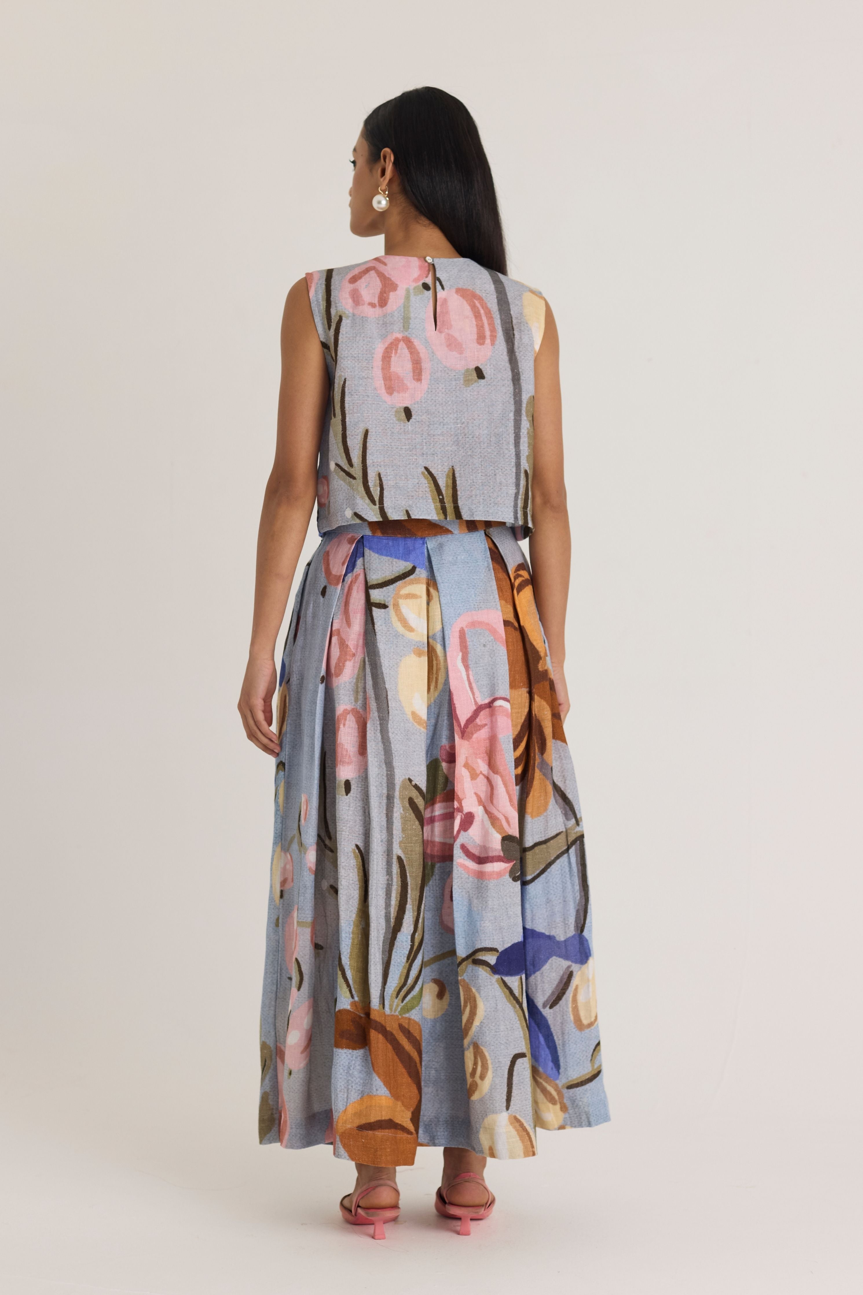 Nico Linen Top & Skirt Set