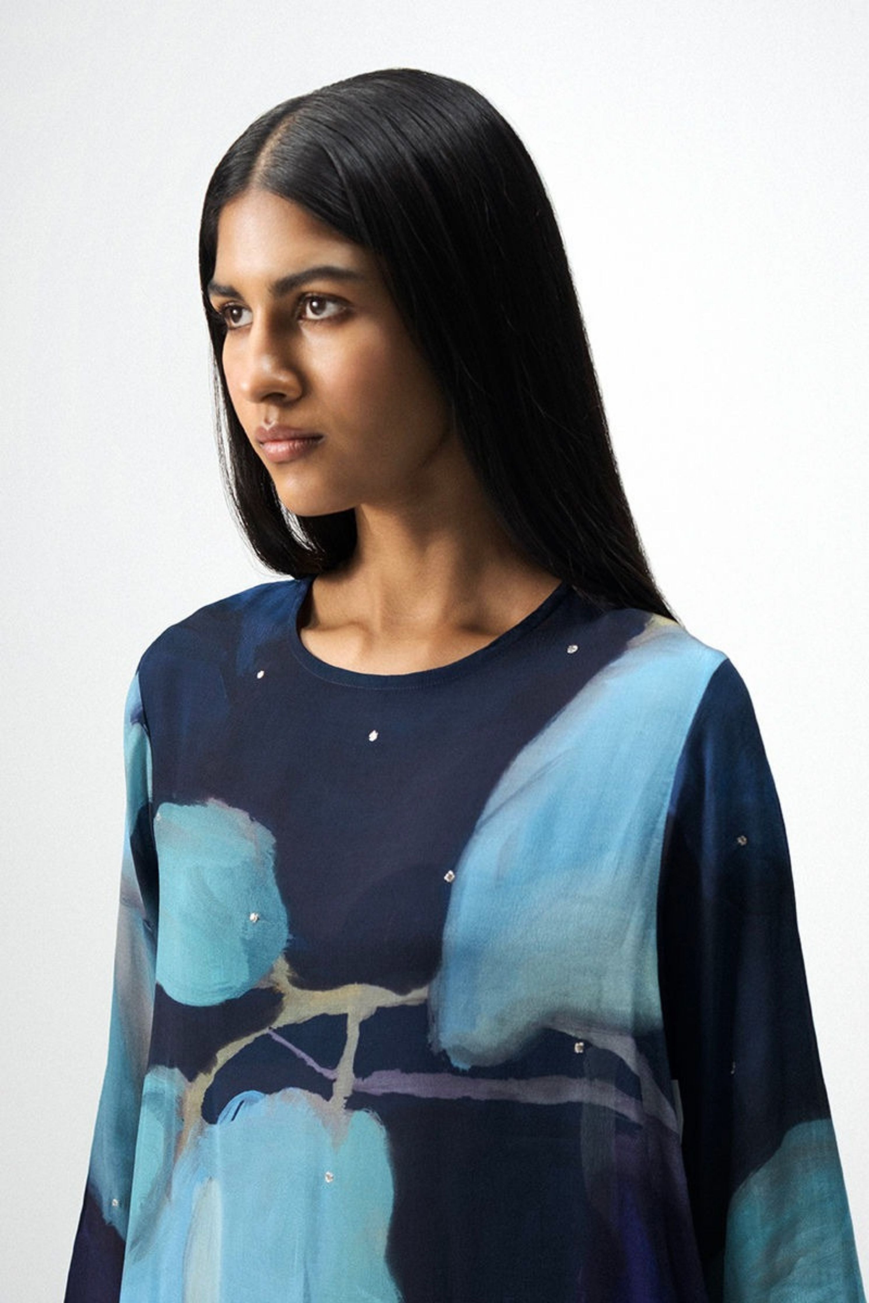 Blue Lagoon Mukaish Embroidered Kurta Set