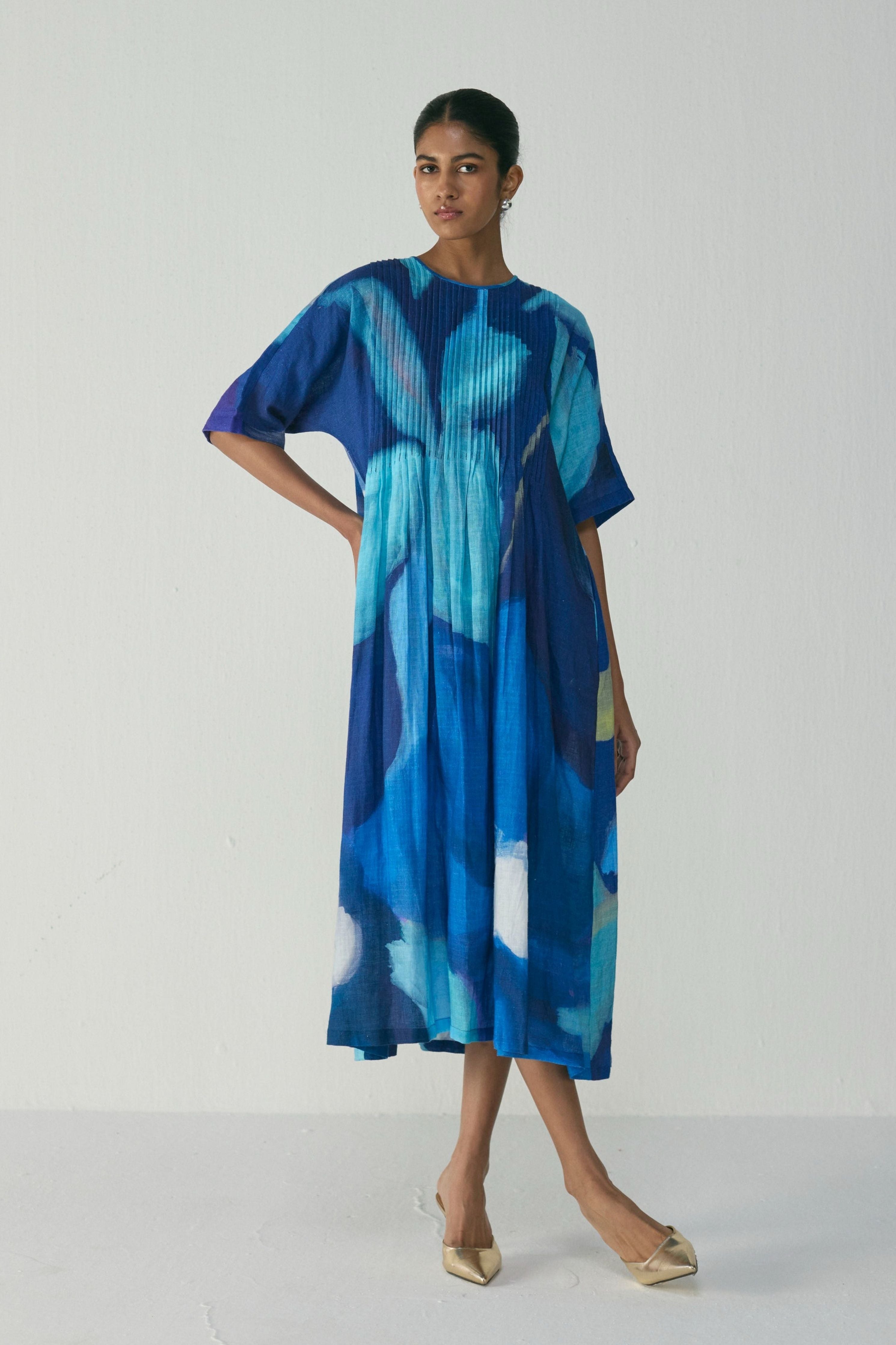 Blue Lagoon Pintucks Dress