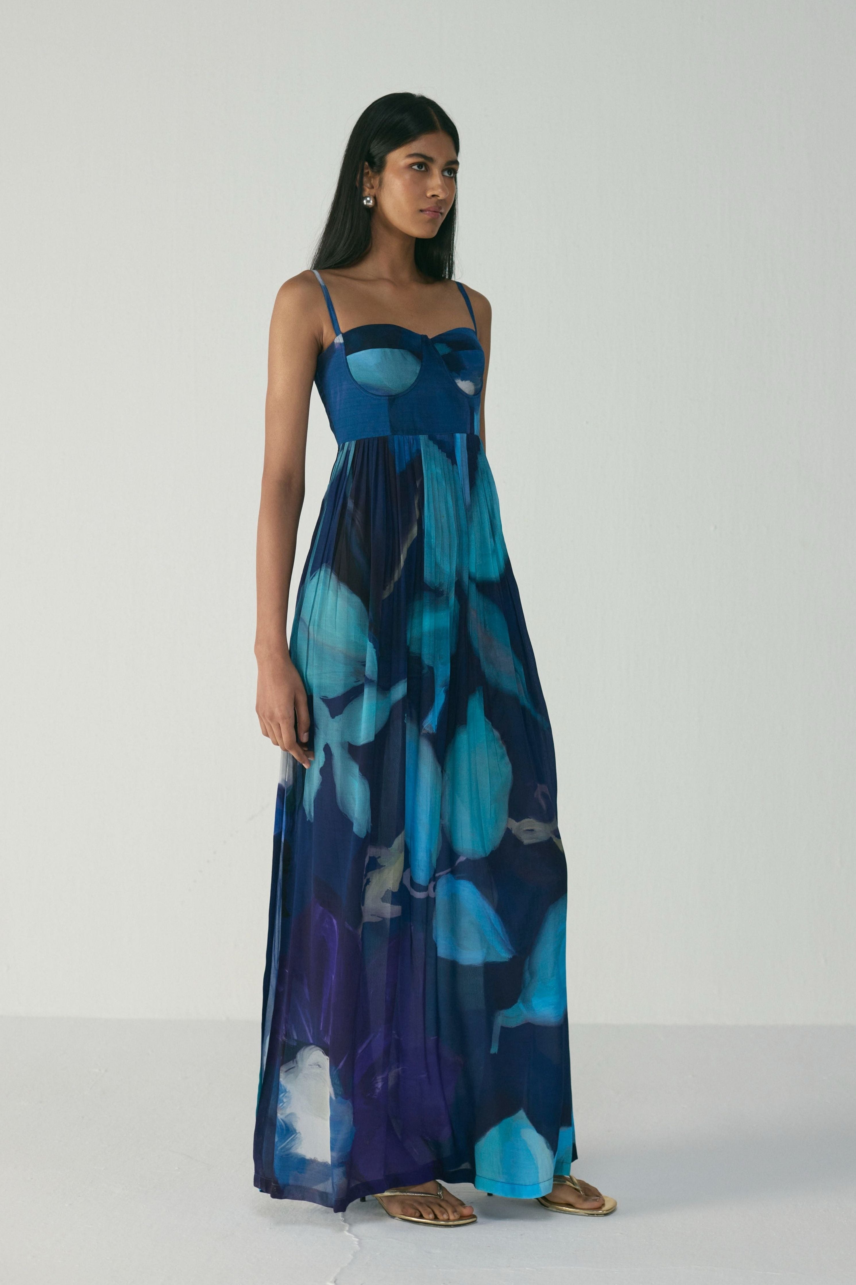 Blue Lagoon Crepe Bralette Dress