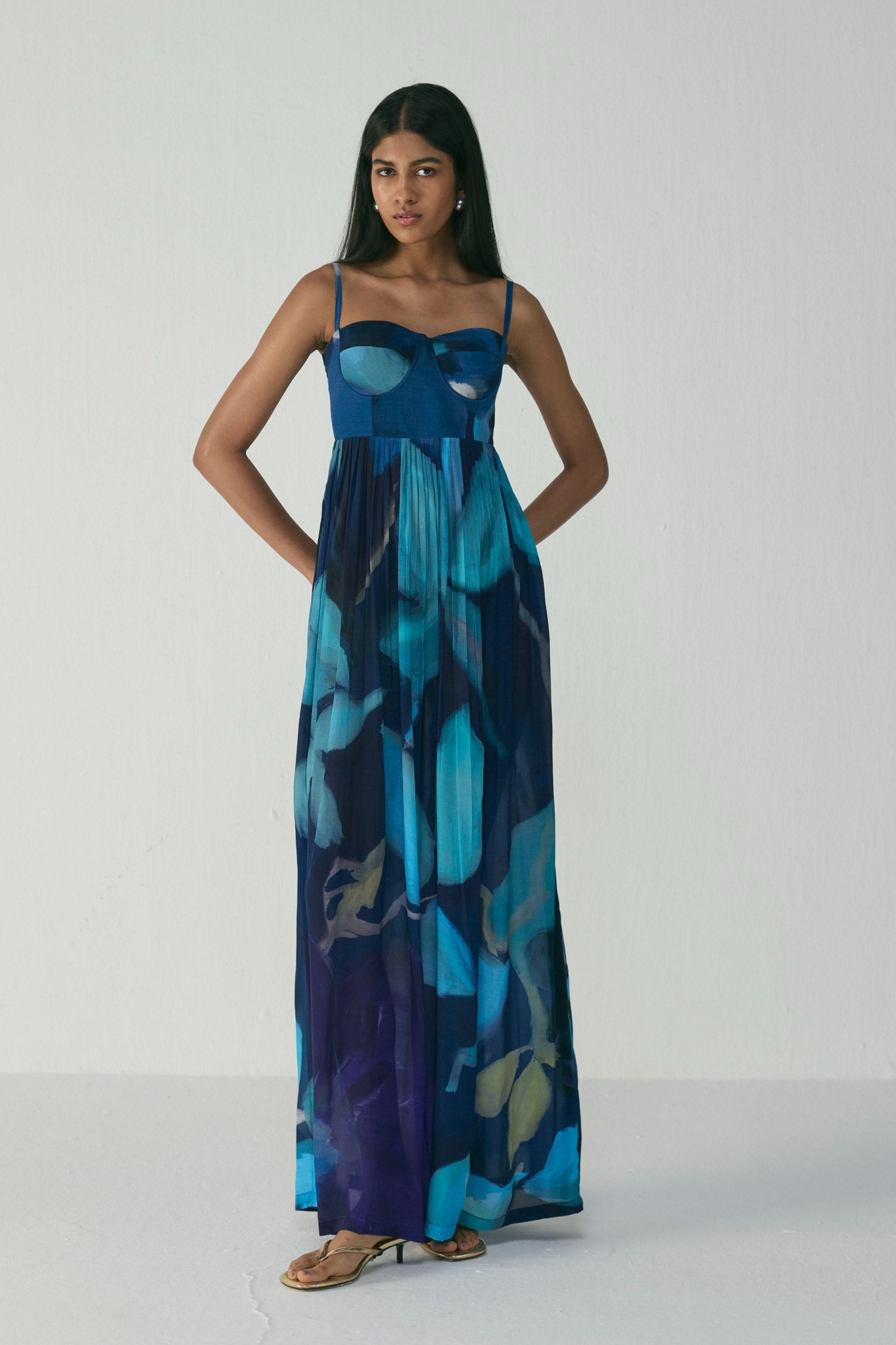 Blue Lagoon Crepe Bralette Dress