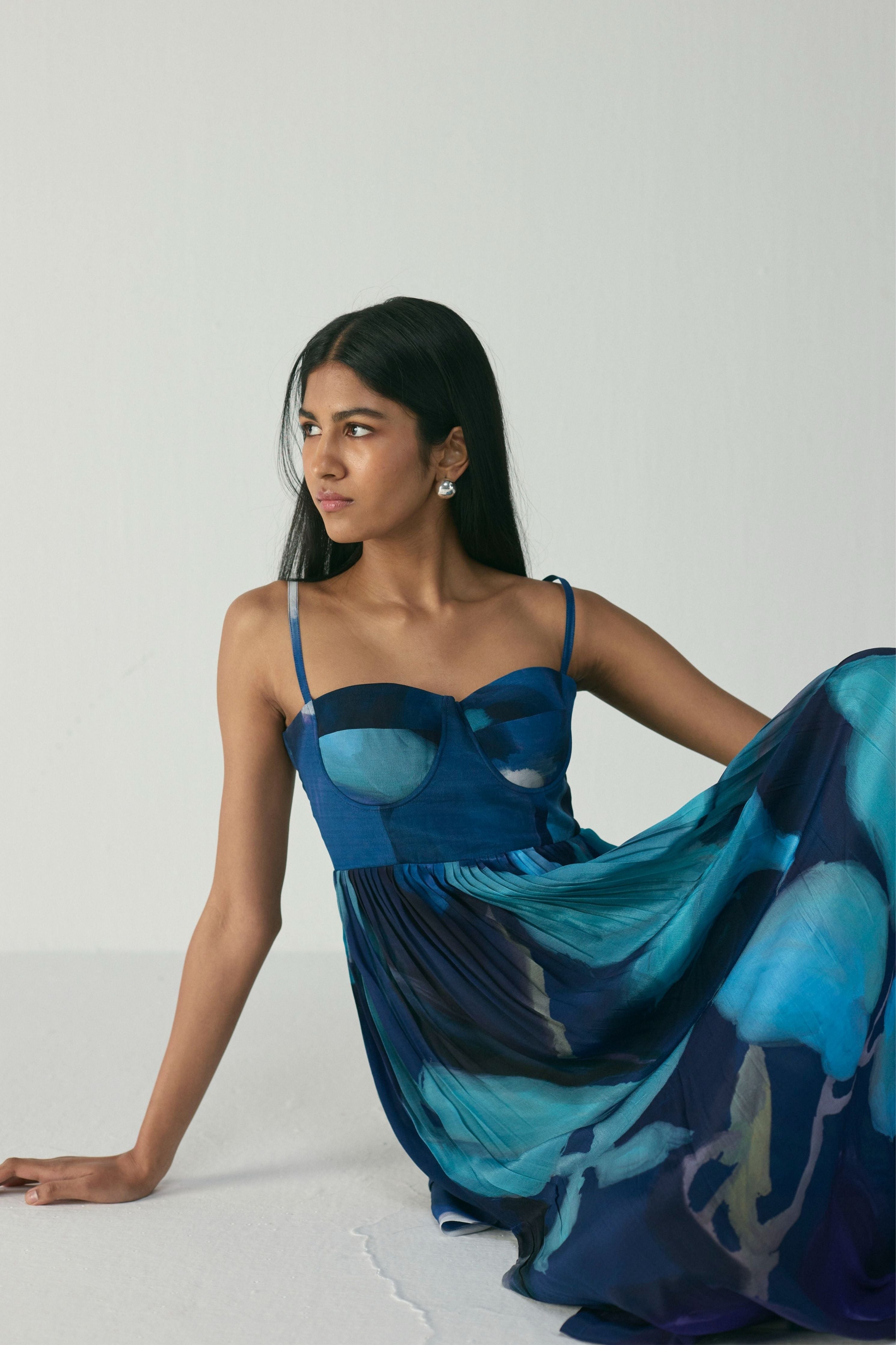 Blue Lagoon Crepe Bralette Dress