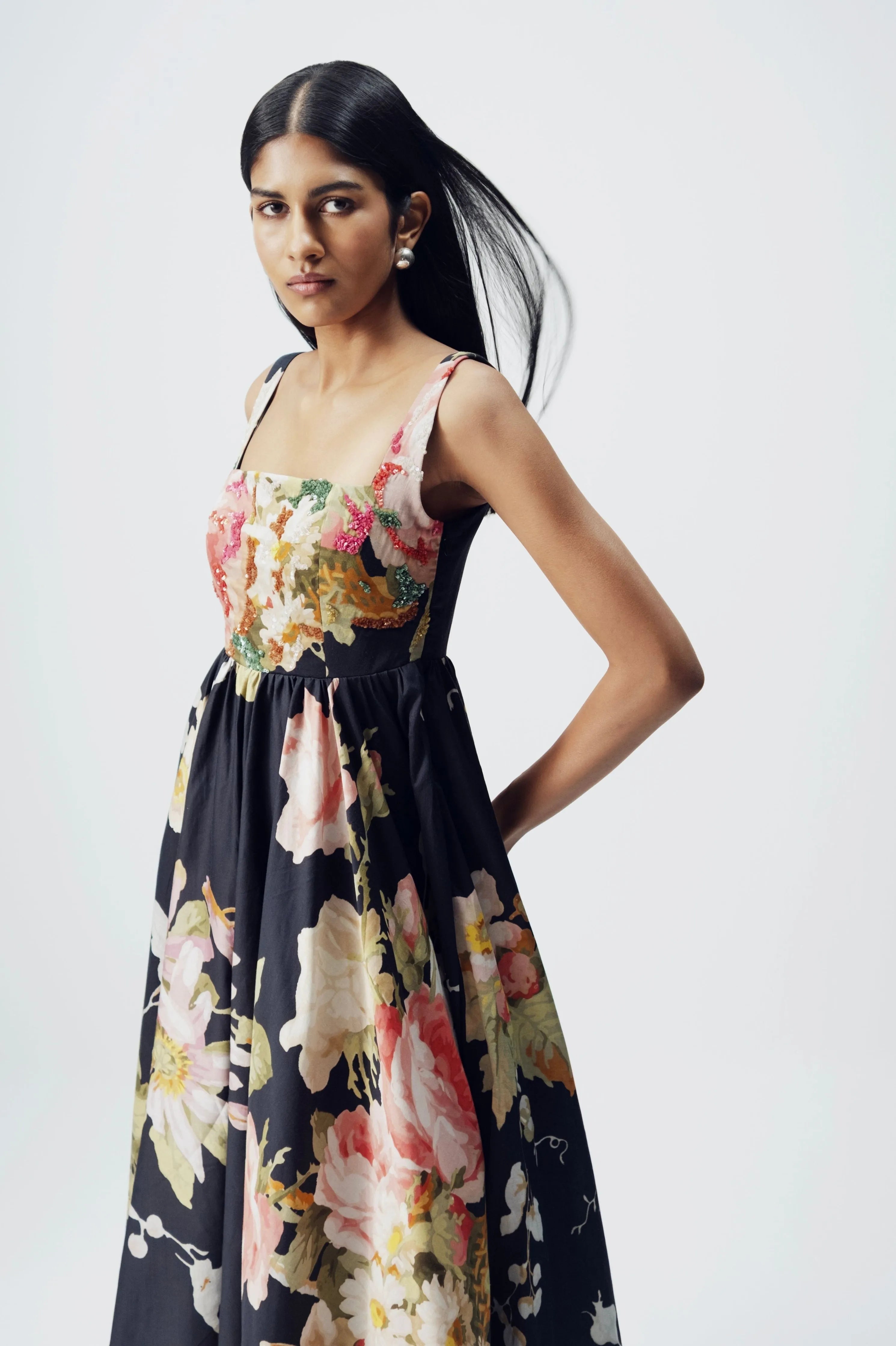 Carmine Embroidered Dress