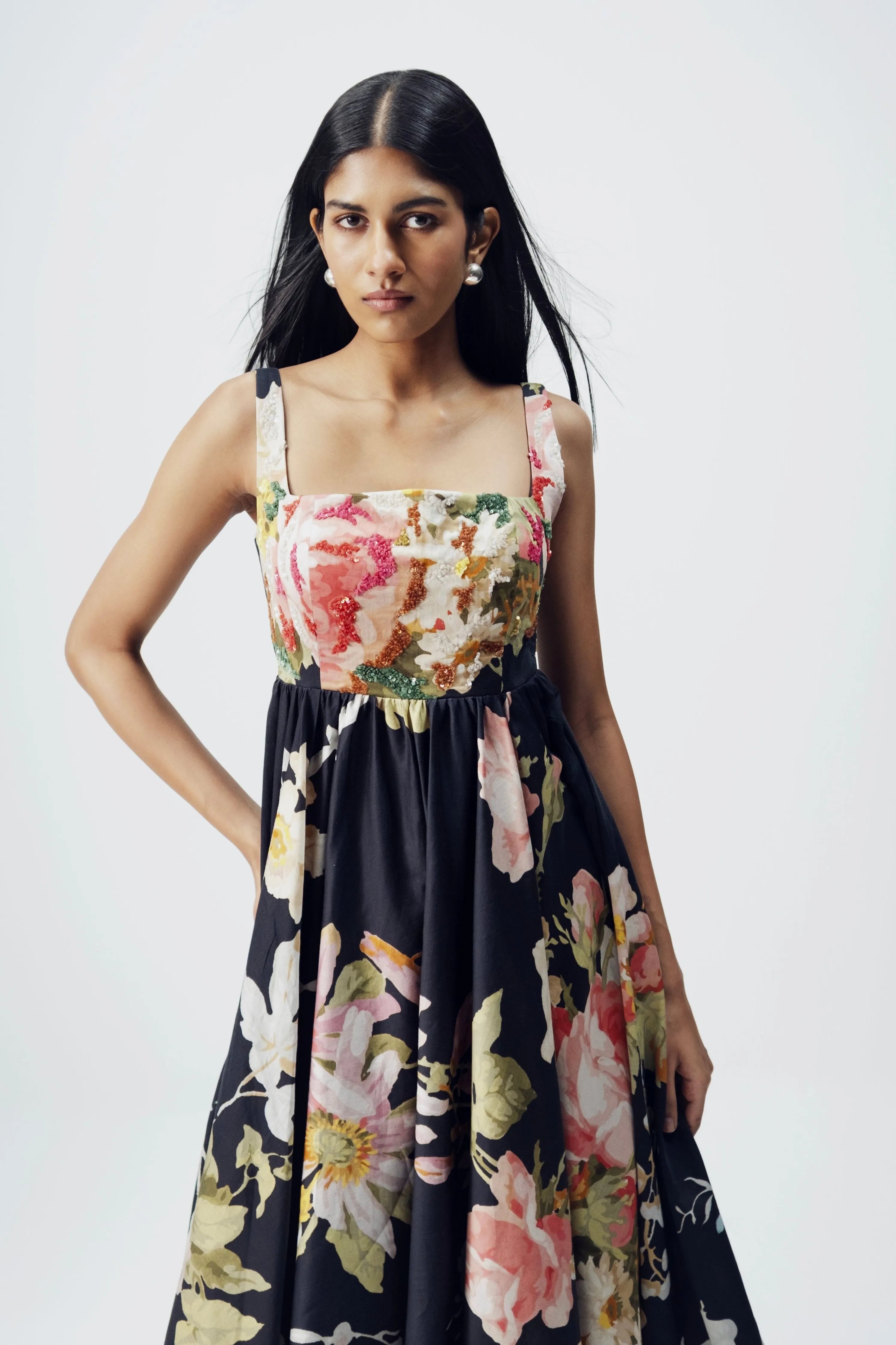 Carmine Embroidered Dress