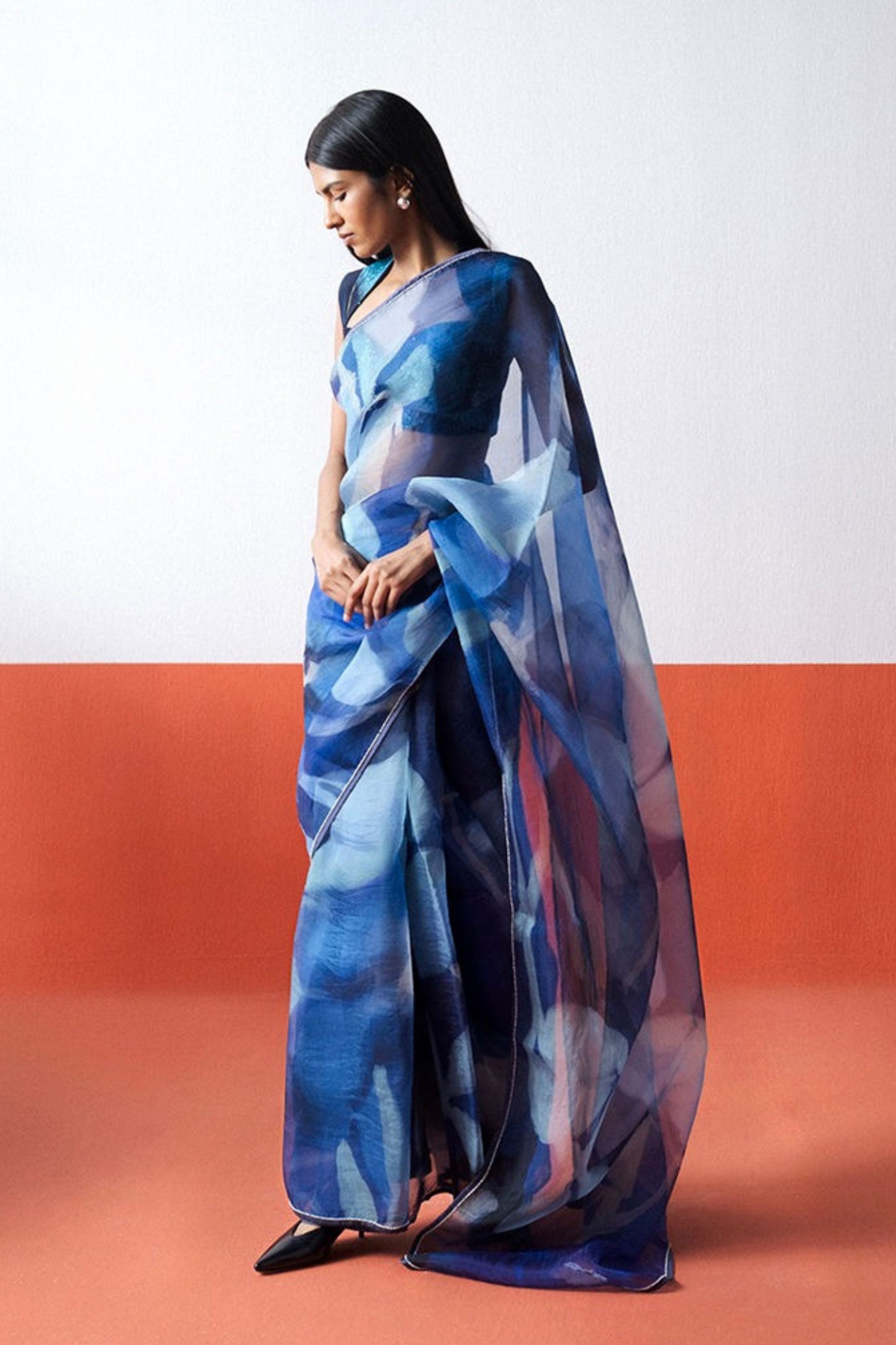 Blue Lagoon Organza Saree