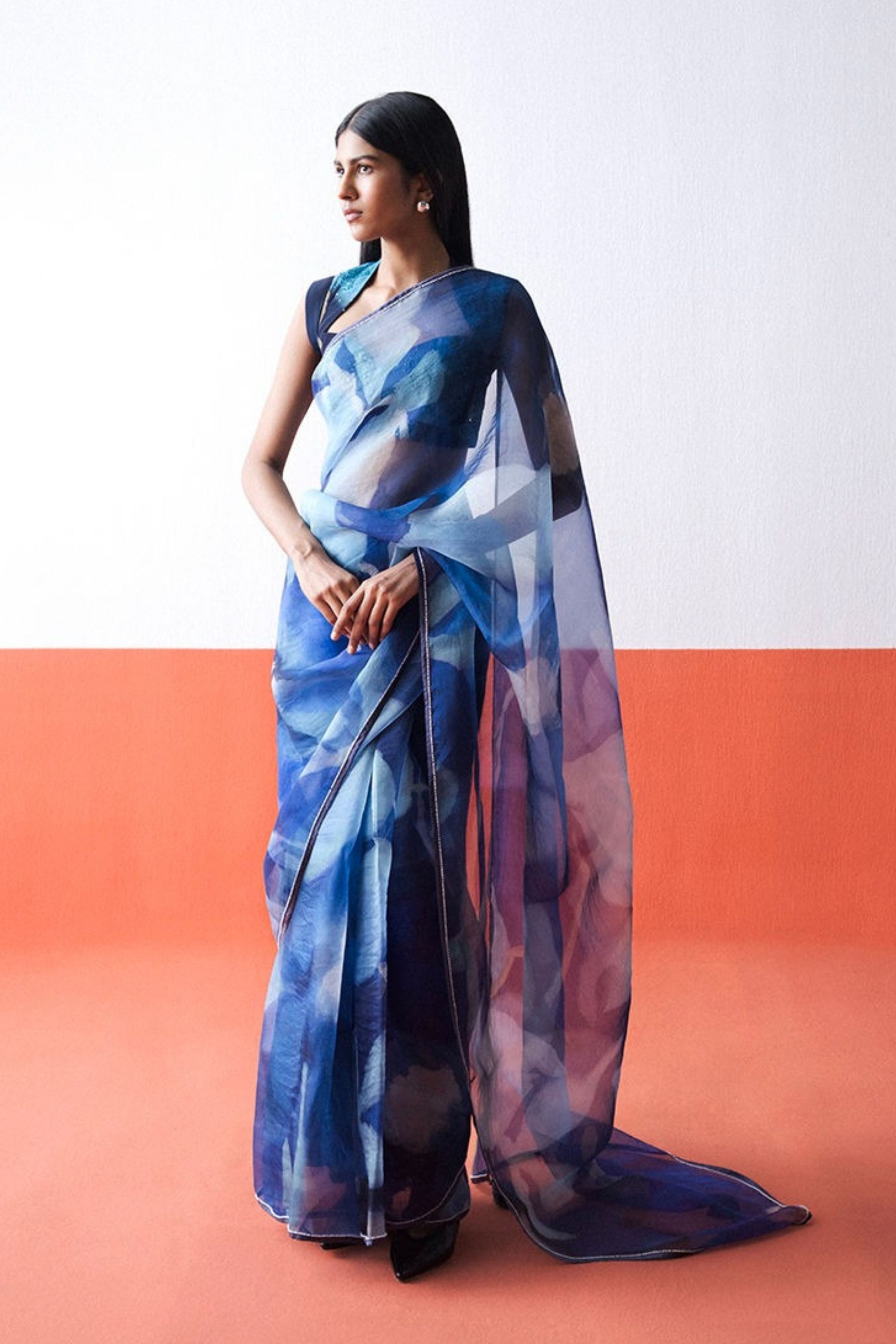 Blue Lagoon Organza Saree