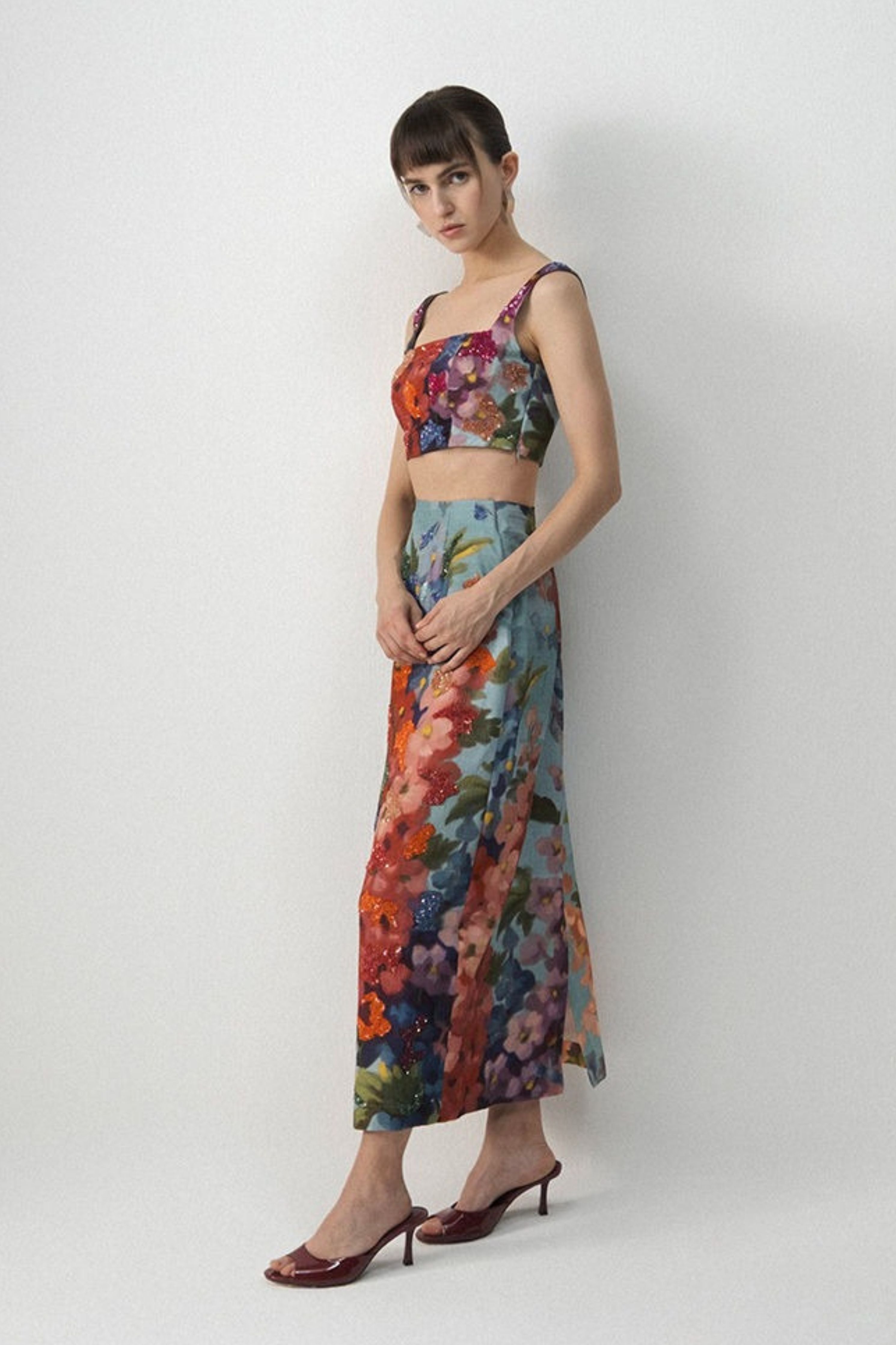 Darlington Embroidered Blouse And Skirt