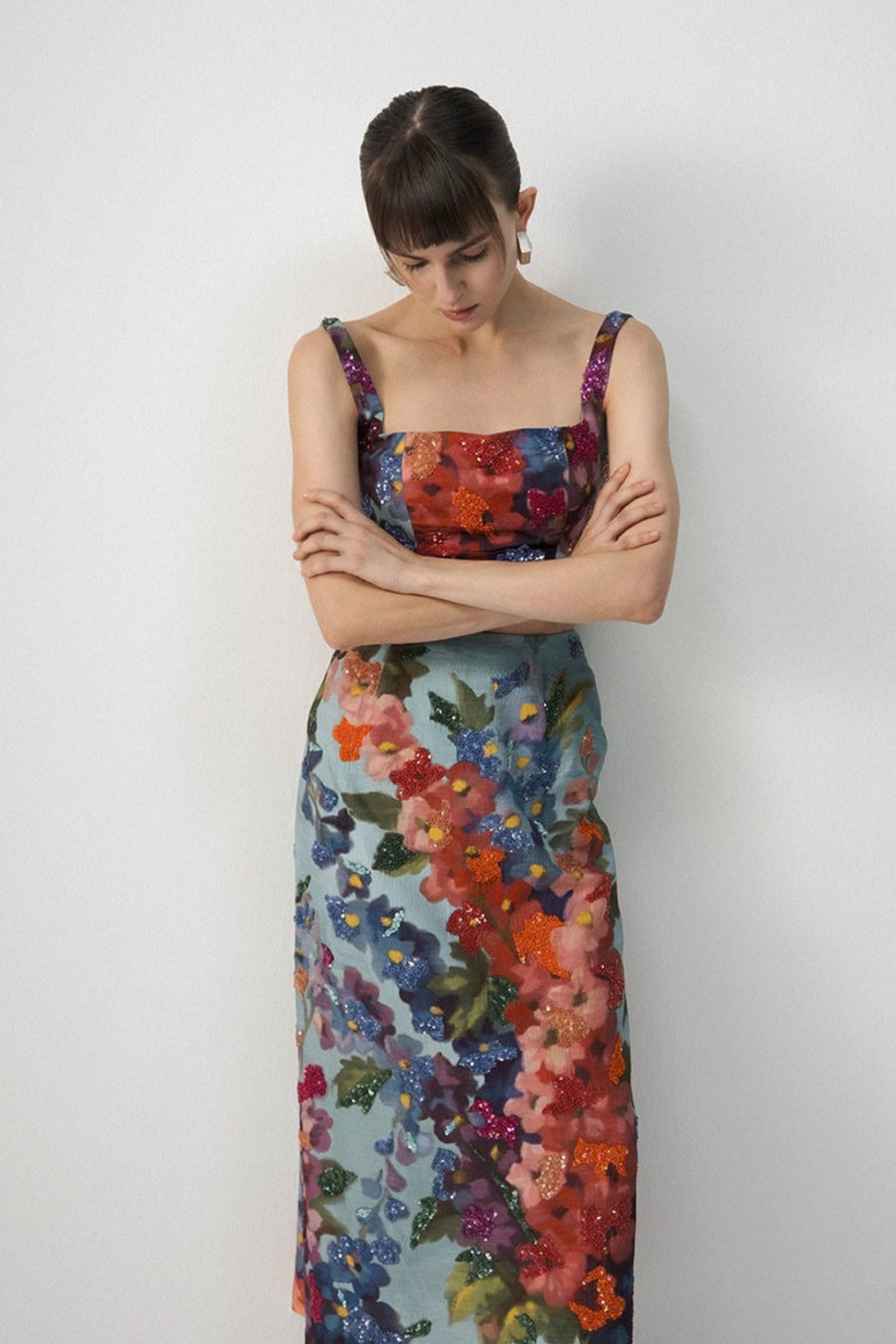 Darlington Embroidered Blouse And Skirt