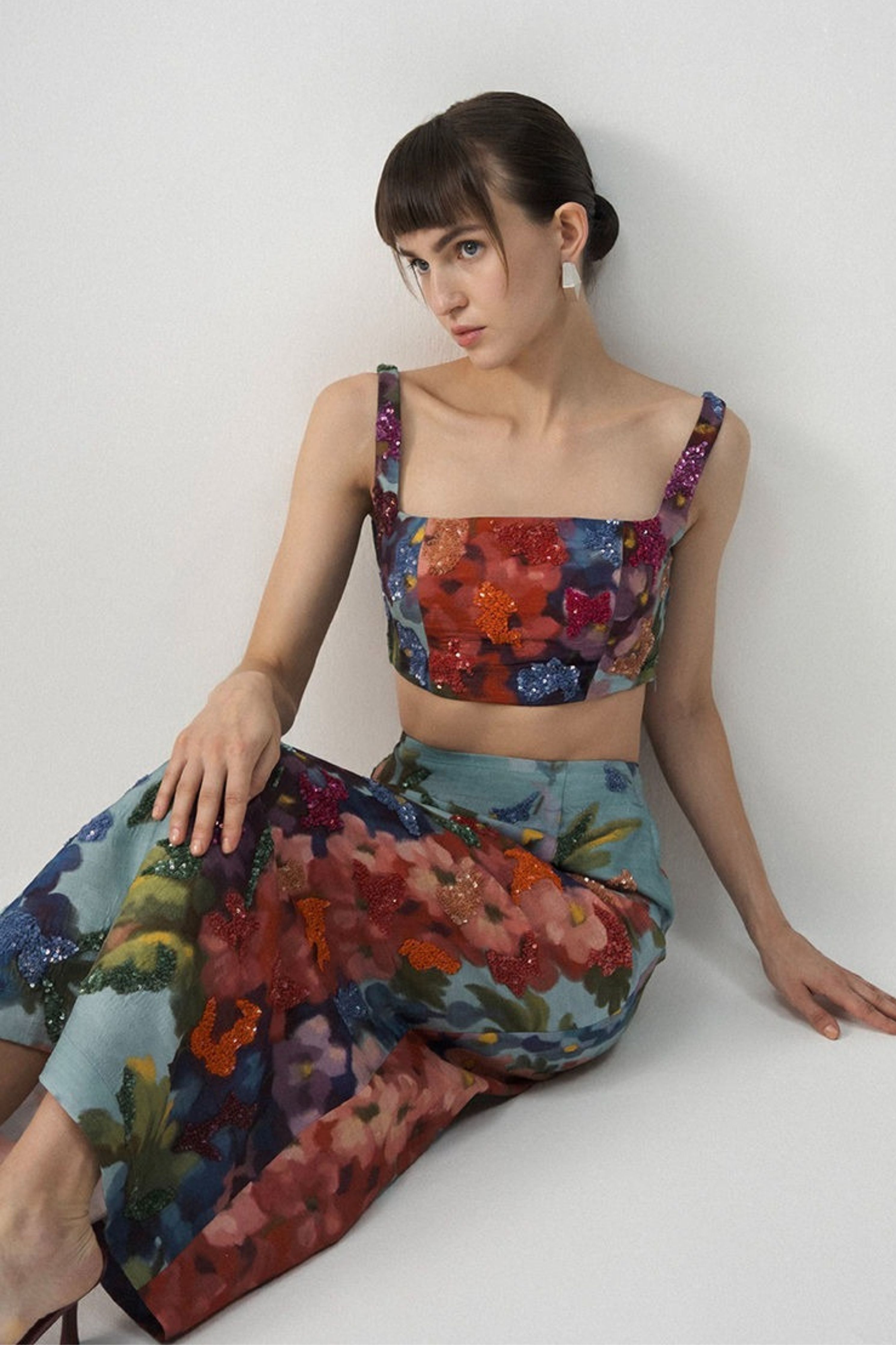 Darlington Embroidered Blouse And Skirt