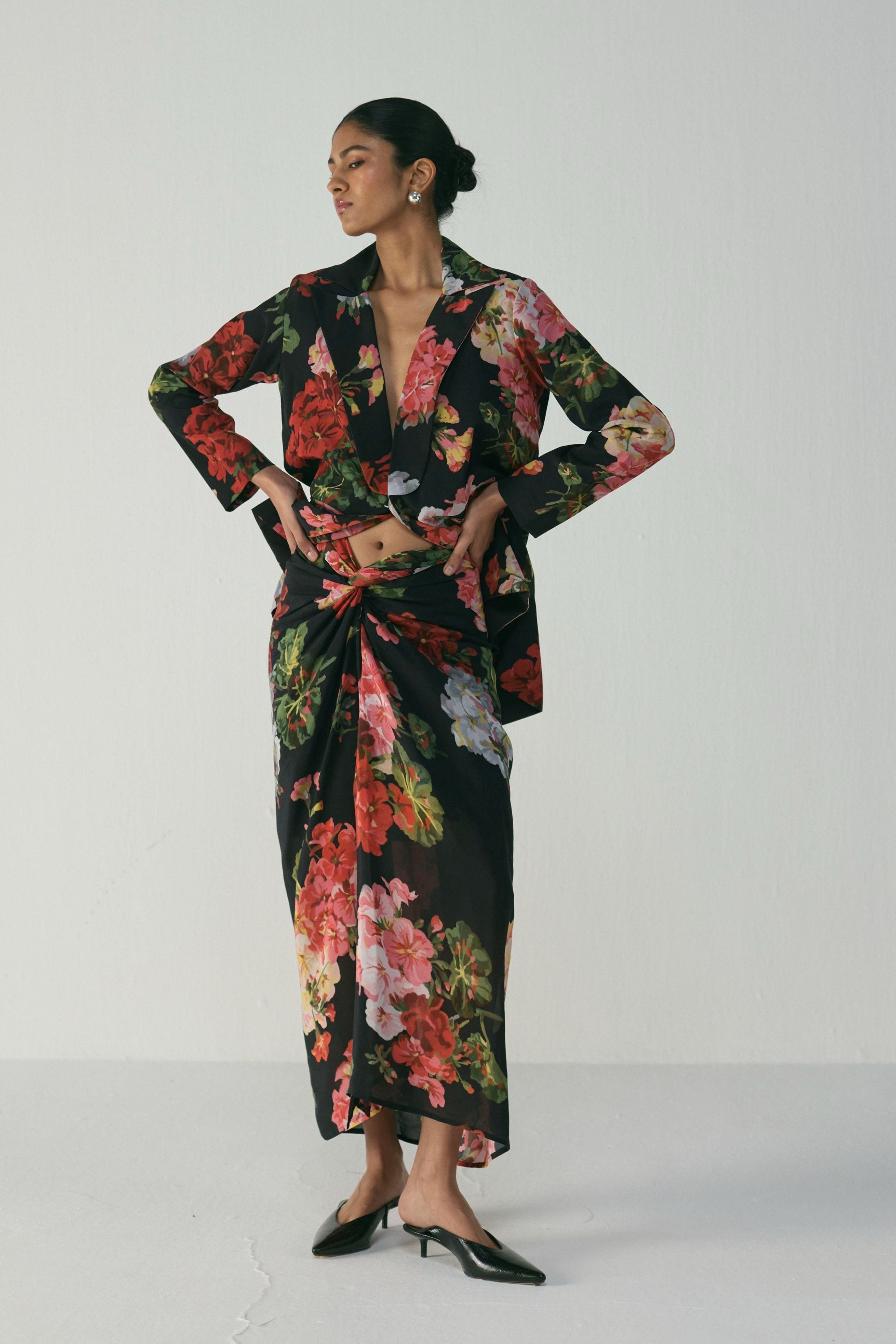 Bloody Marry Blazer & Knotted Skirt Set