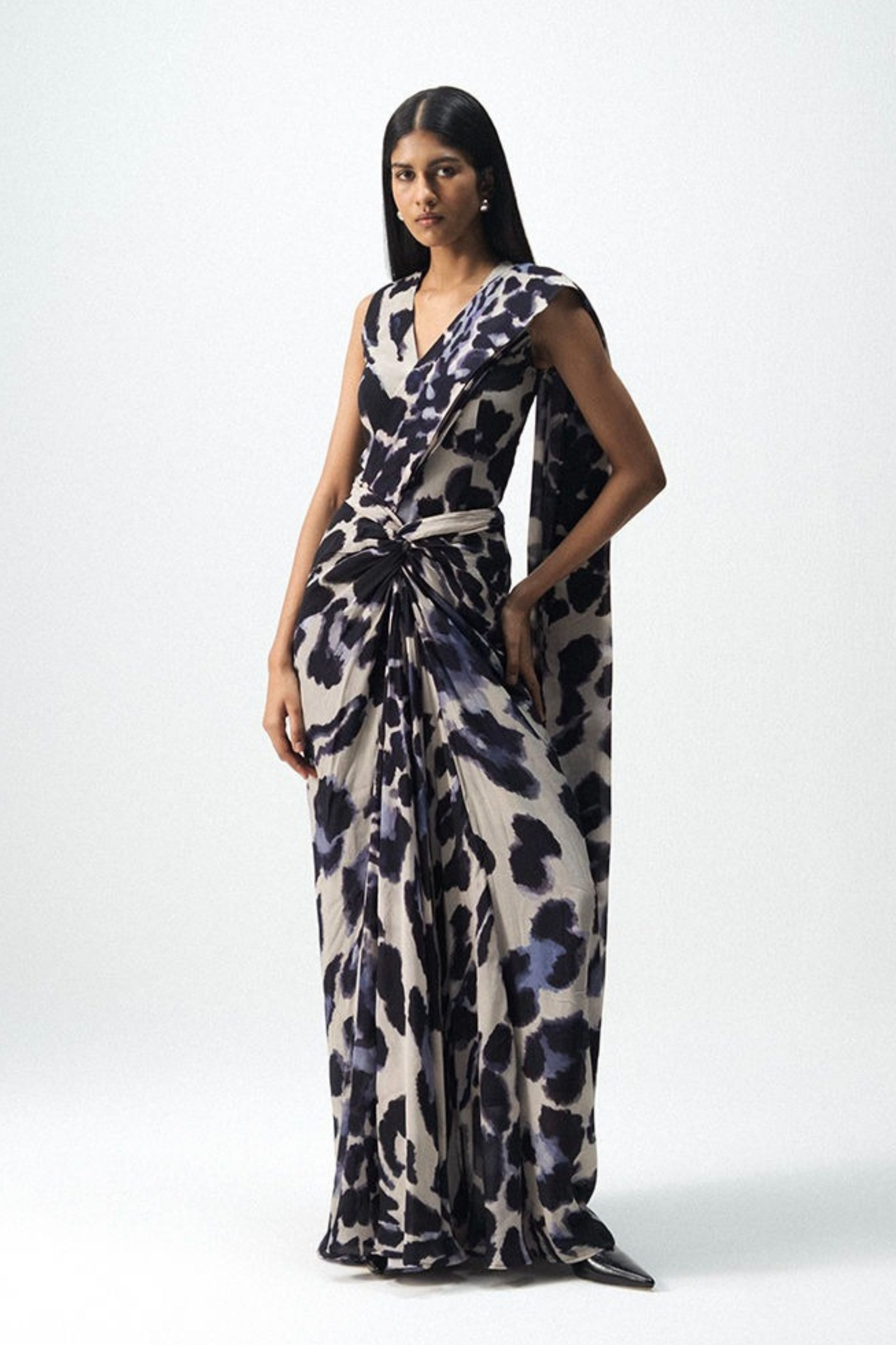 Samburu Top And Pre-Draped Saree Set