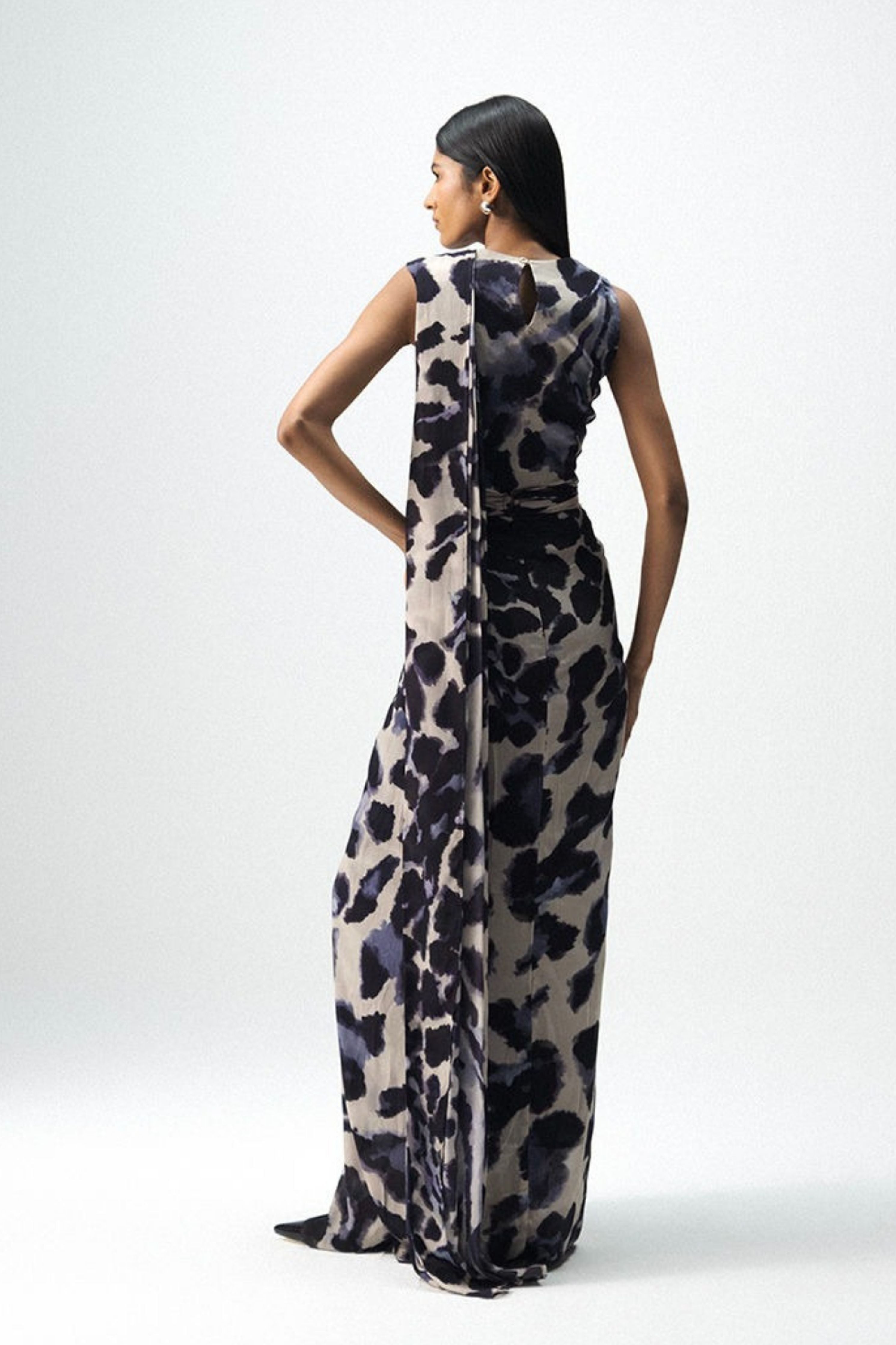 Samburu Top And Pre-Draped Saree Set