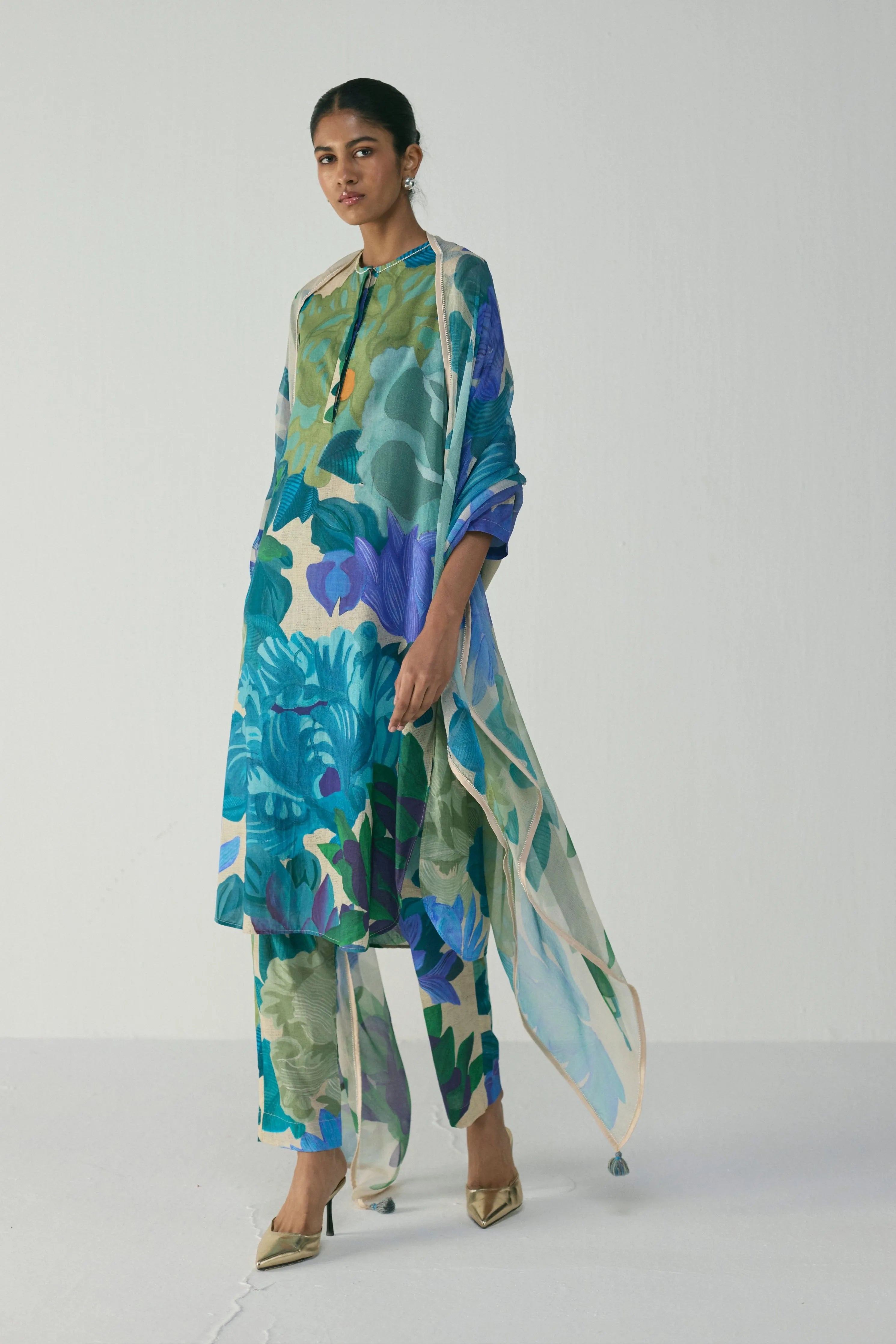 Garden Party Long Cotton Kurta Set