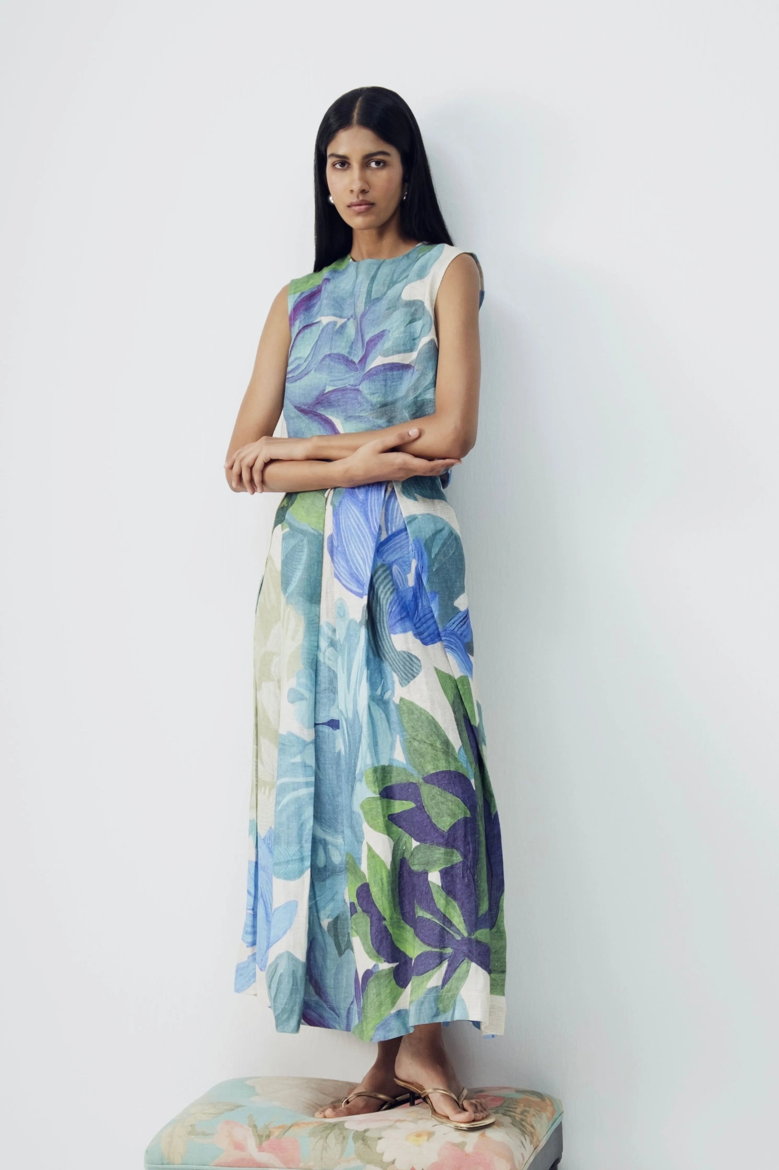 Garden Party Linen Top & Skirt Set