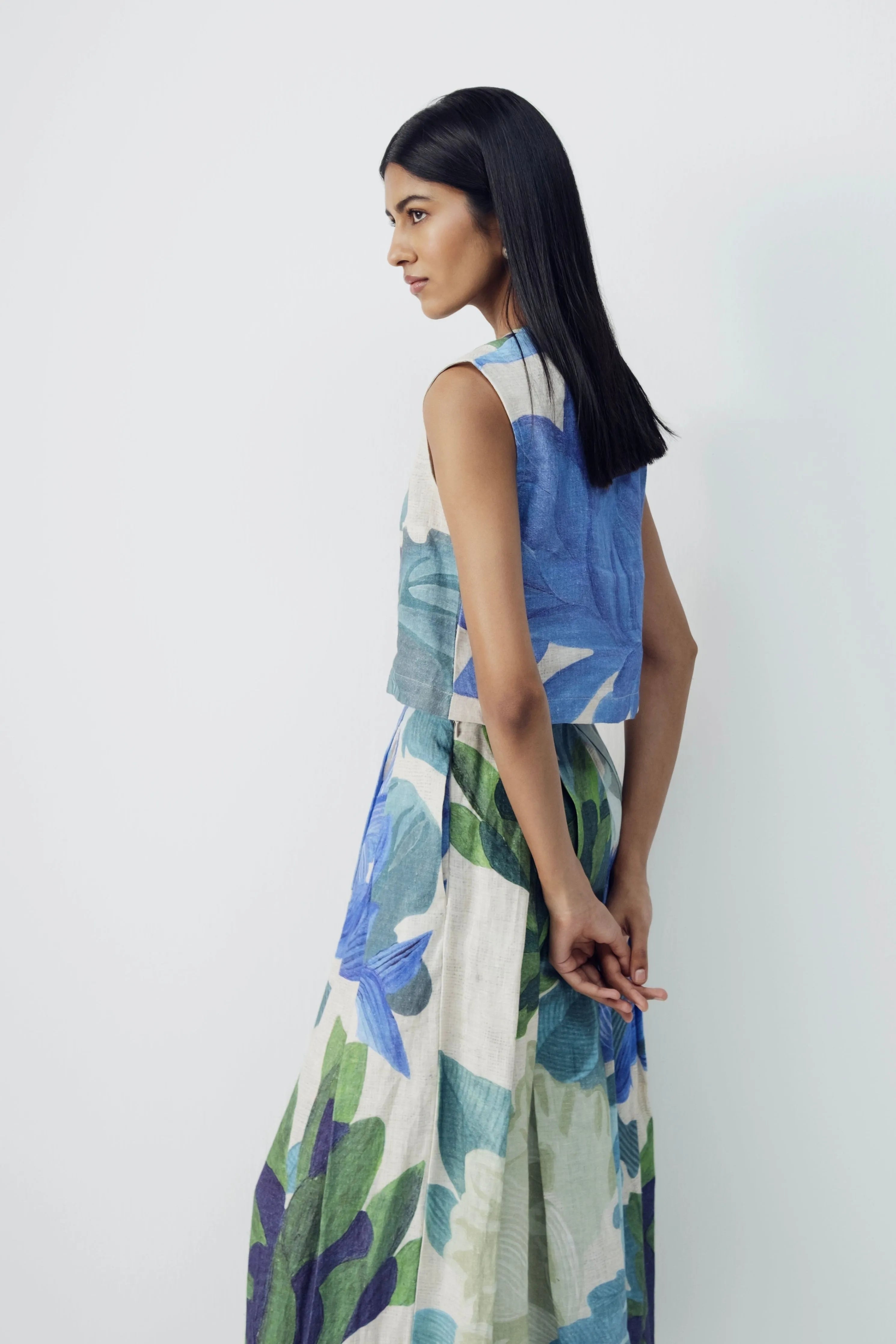 Garden Party Linen Top & Skirt Set
