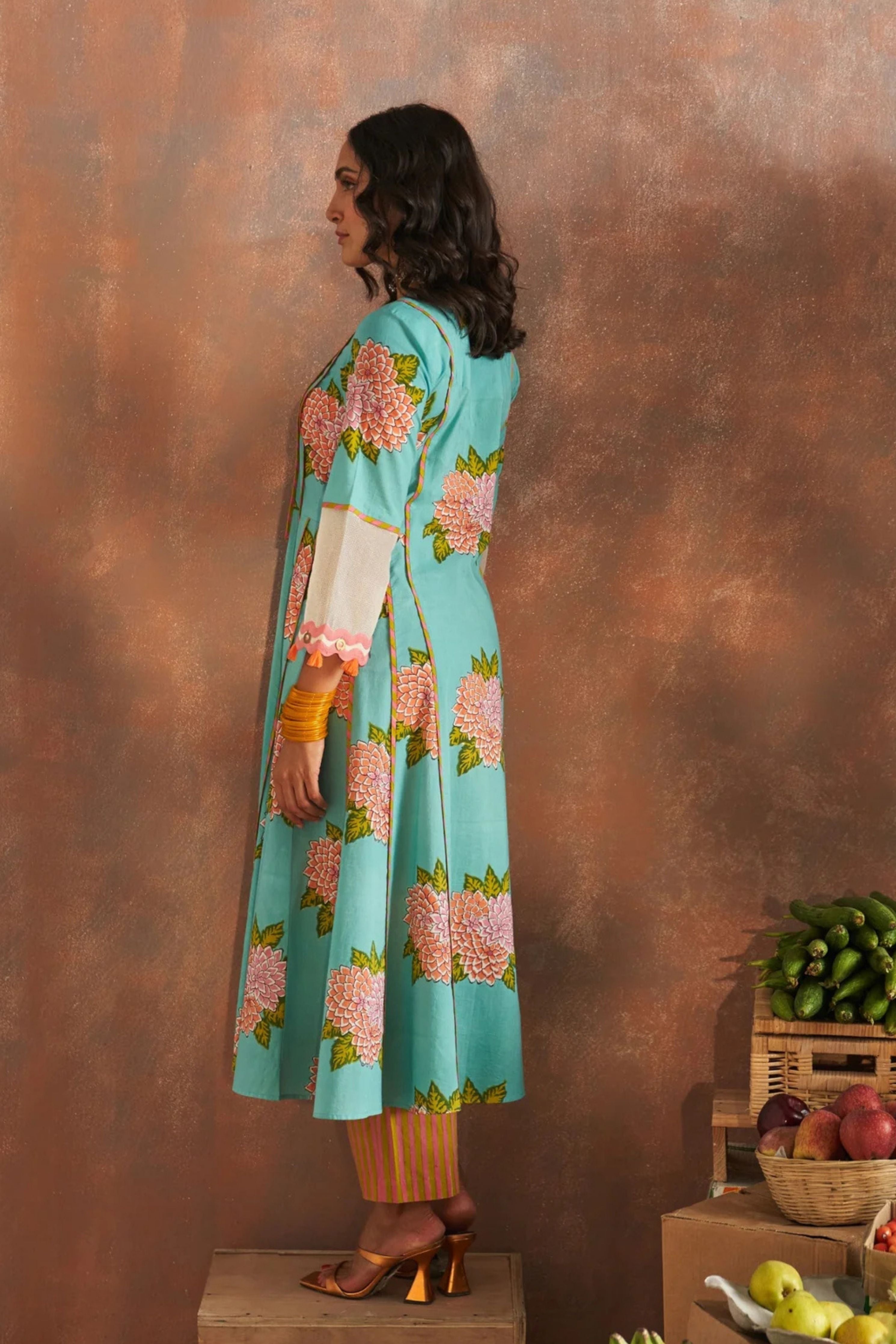 Yamini Aqua Blue Kalidaar Kurta Set