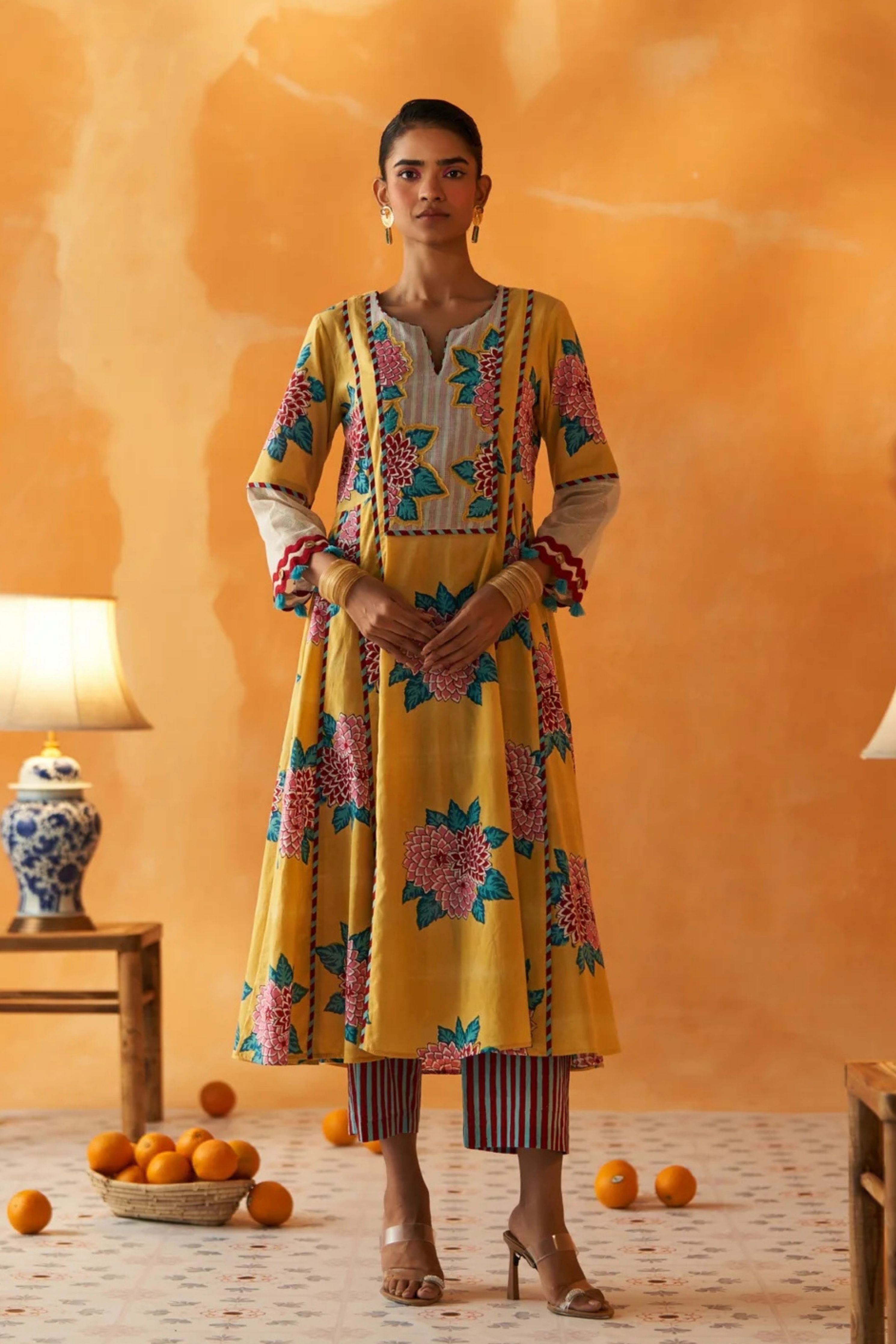 Yamini Pastel Yellow Kalidaar Kurta Set