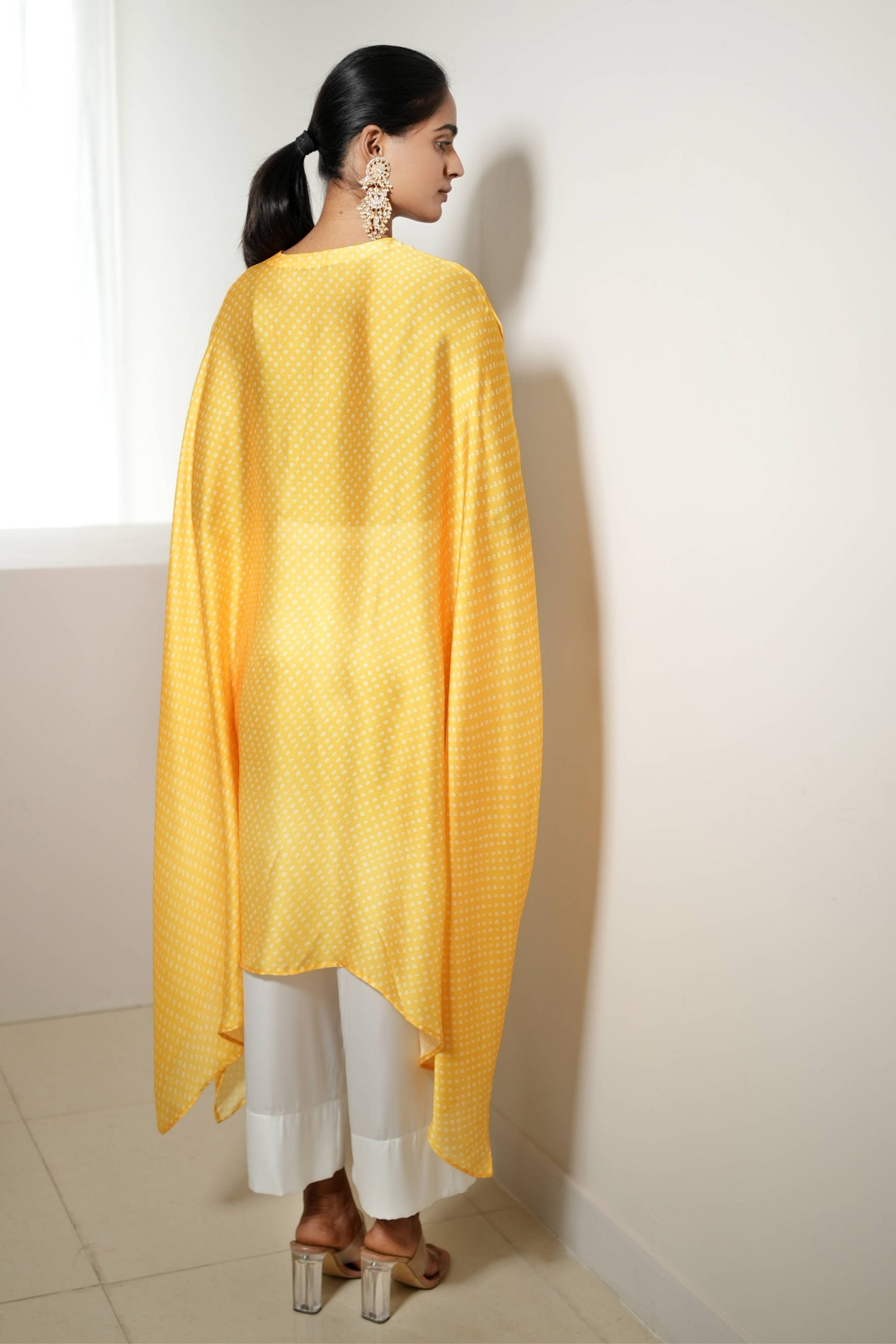 Yellow Bandhej Kaftan