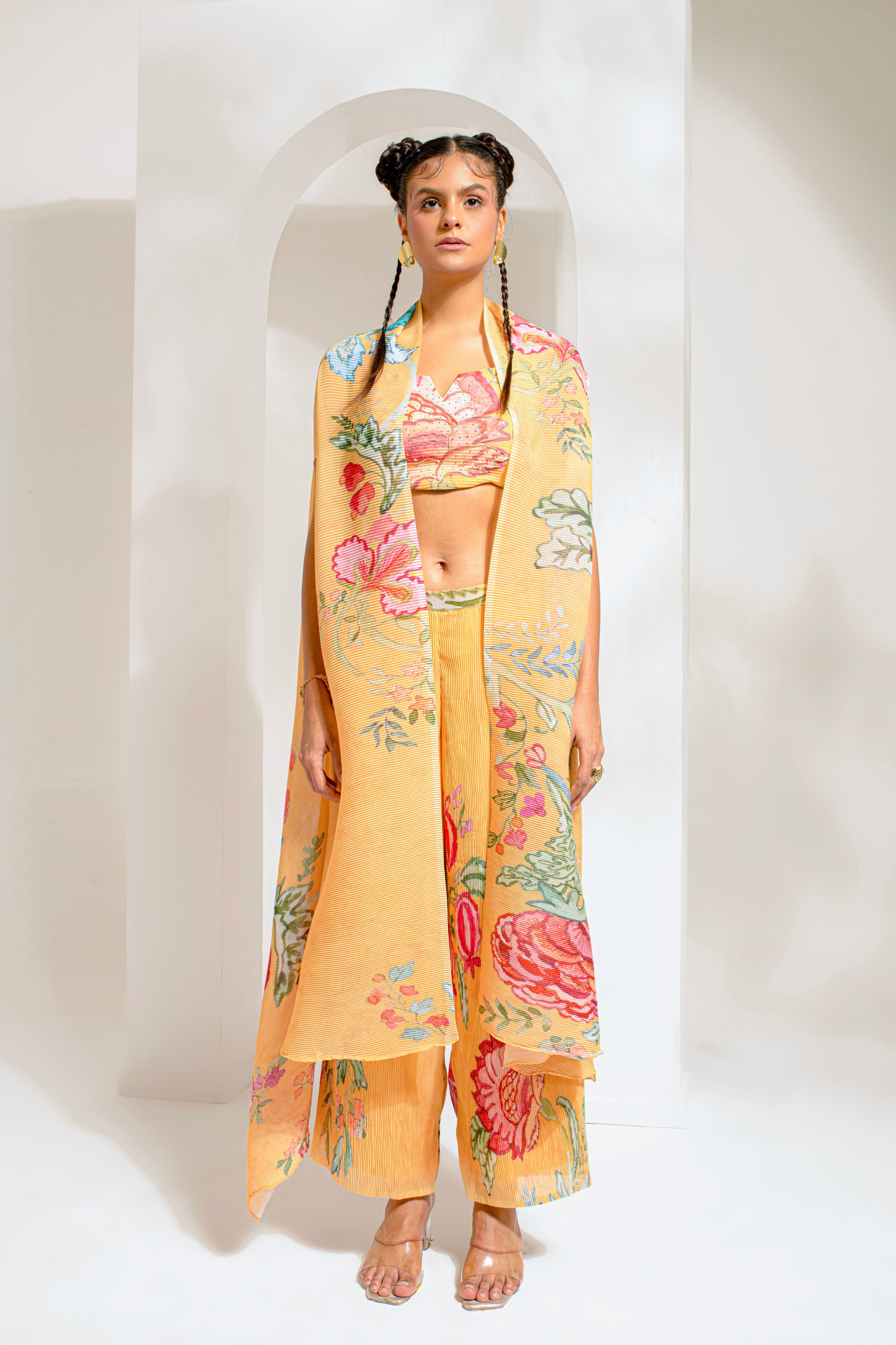 Yellow Hand Paint Jacket Set
