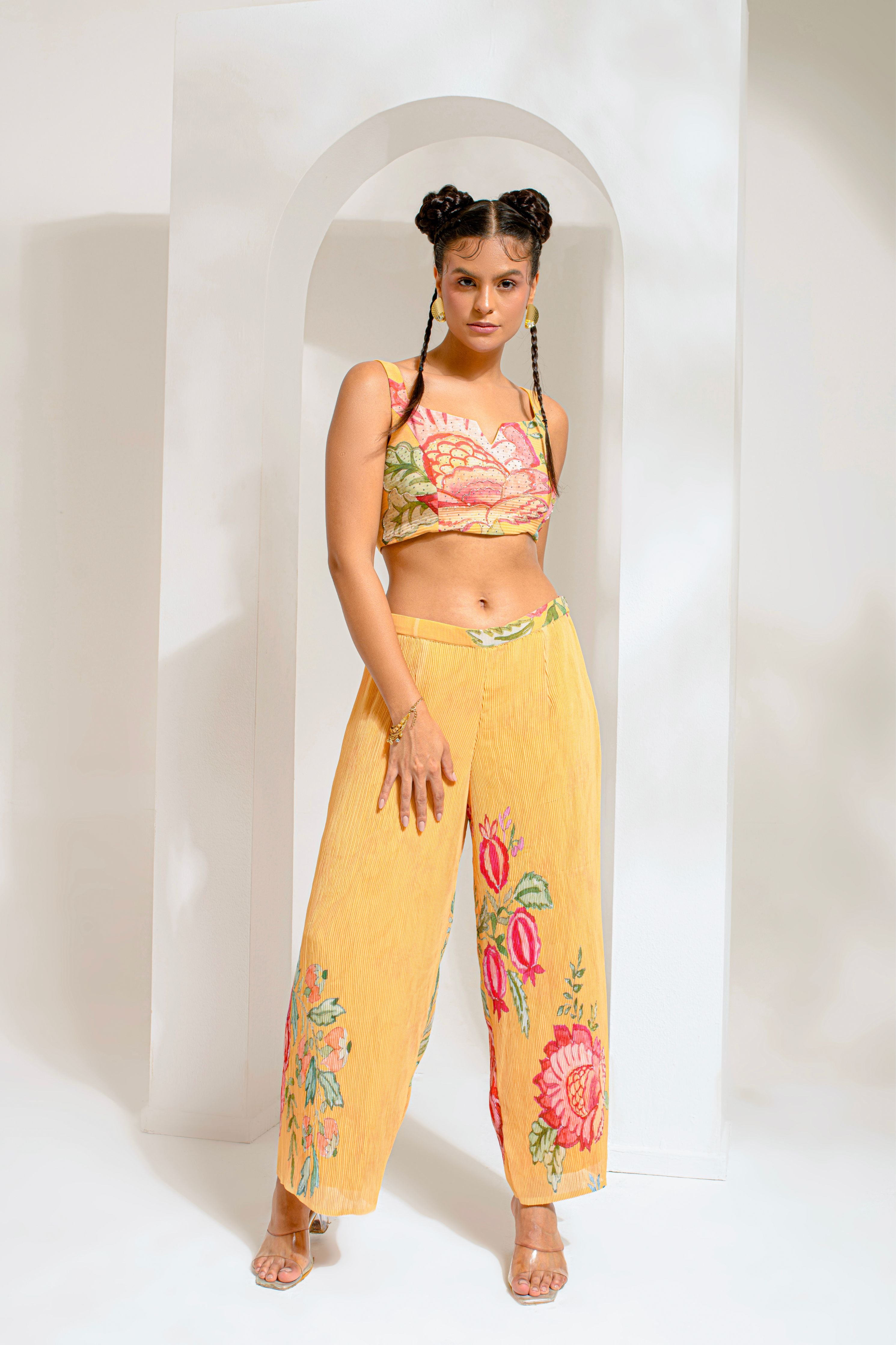 Yellow Hand Paint Jacket Set