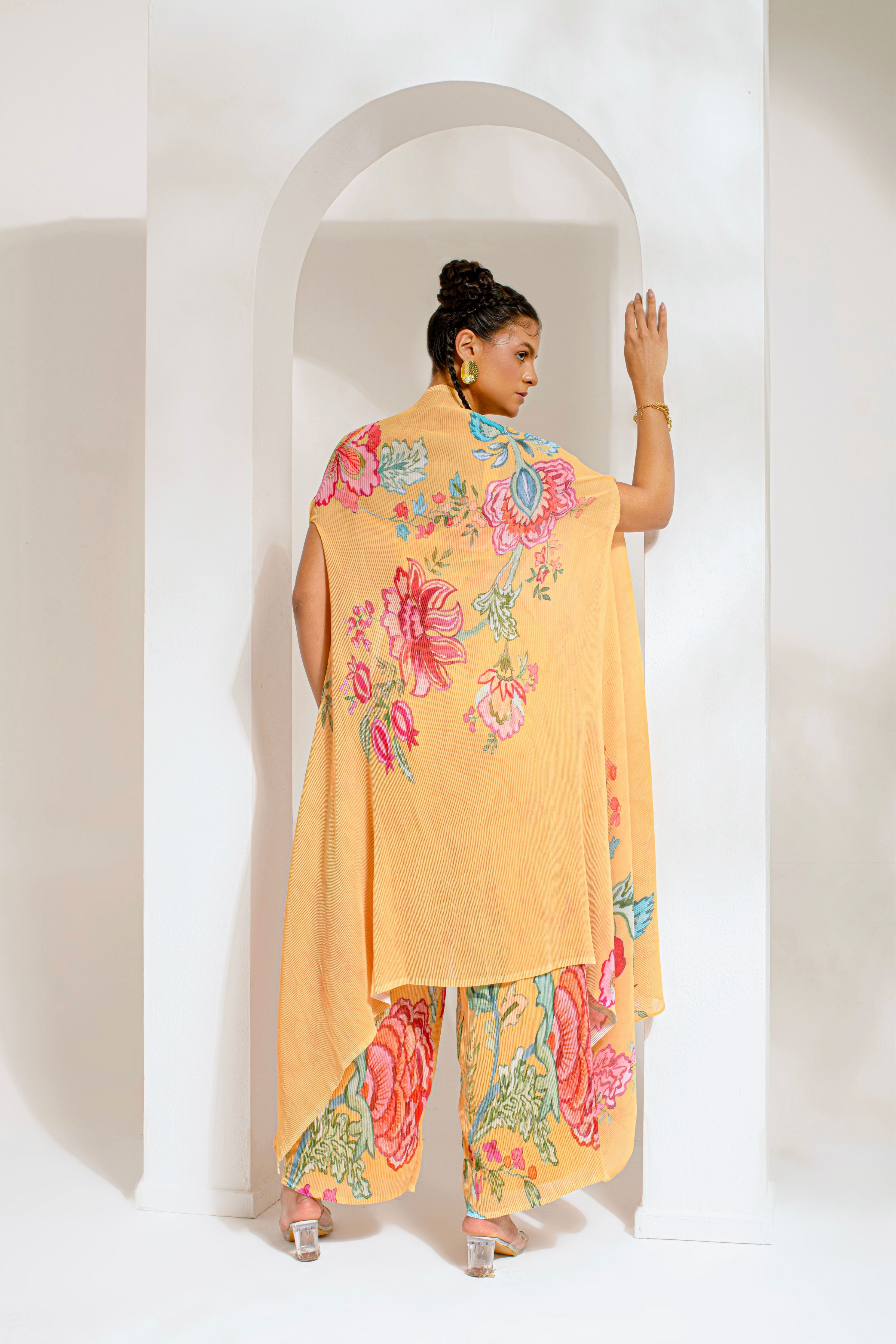 Yellow Hand Paint Jacket Set