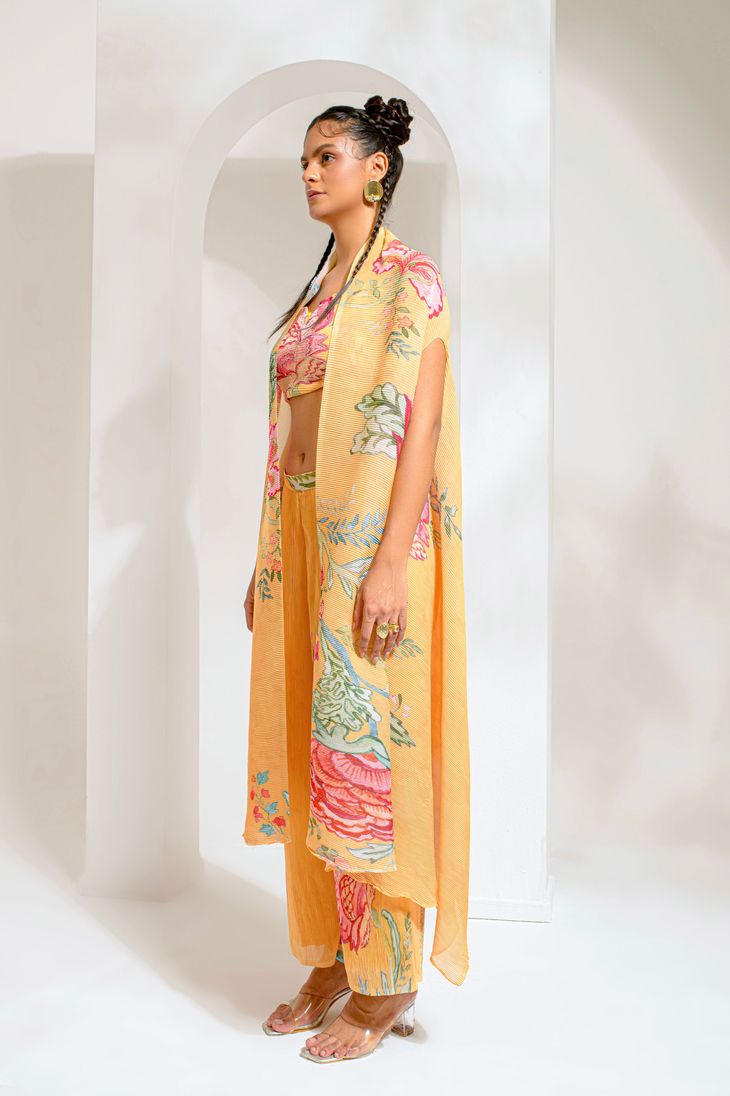 Yellow Hand Paint Jacket Set