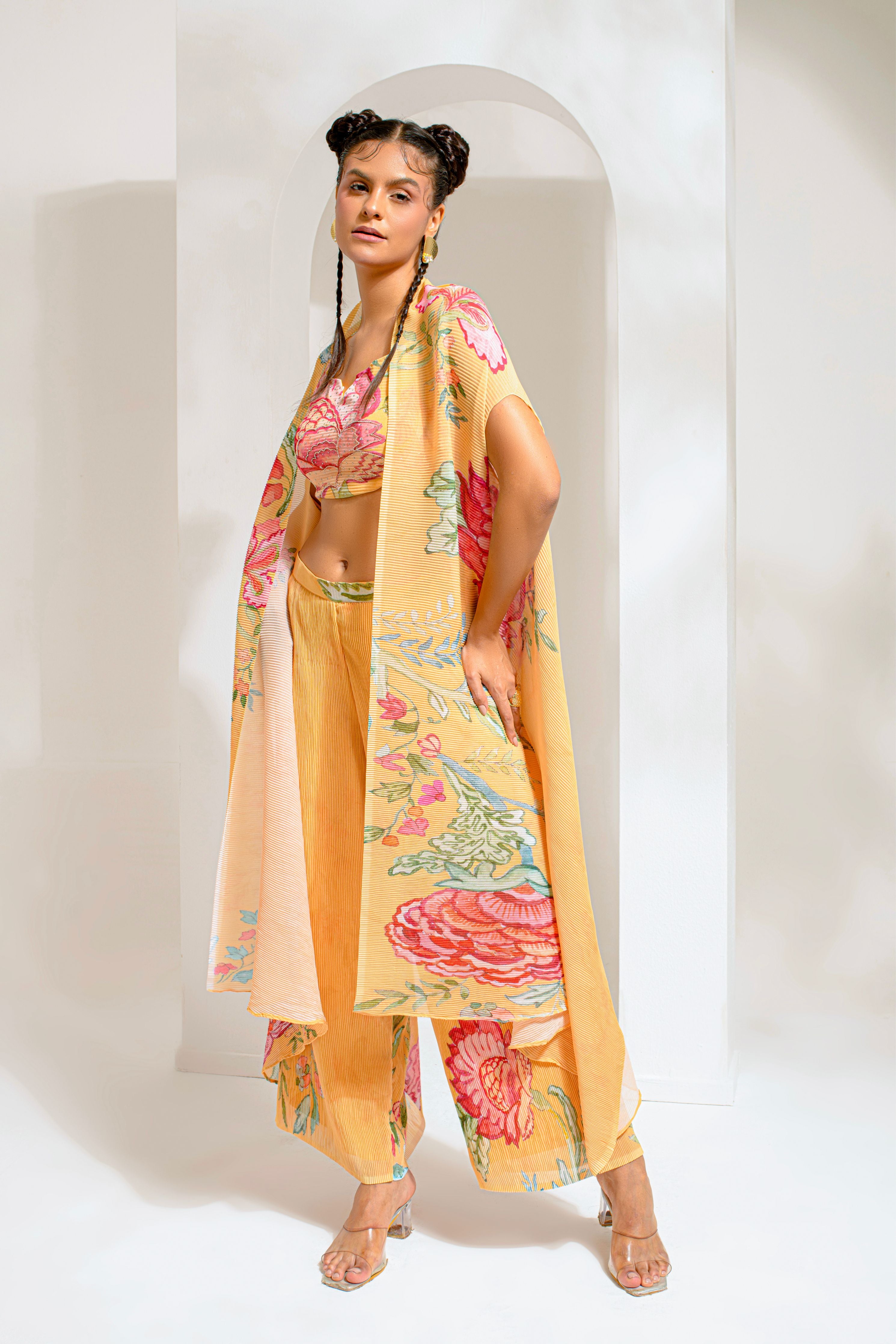 Yellow Hand Paint Jacket Set