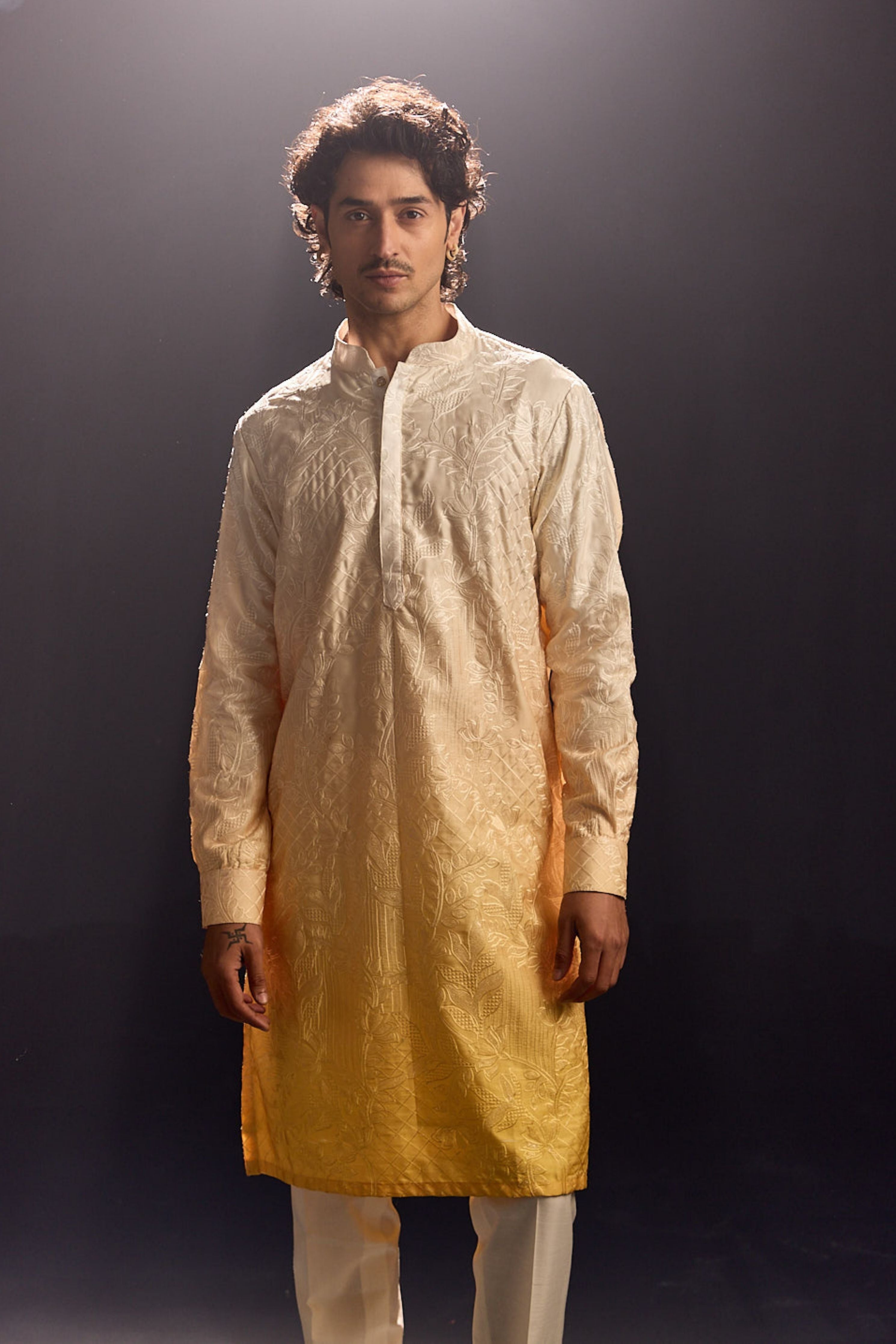 Yellow Ombre Kurta Set