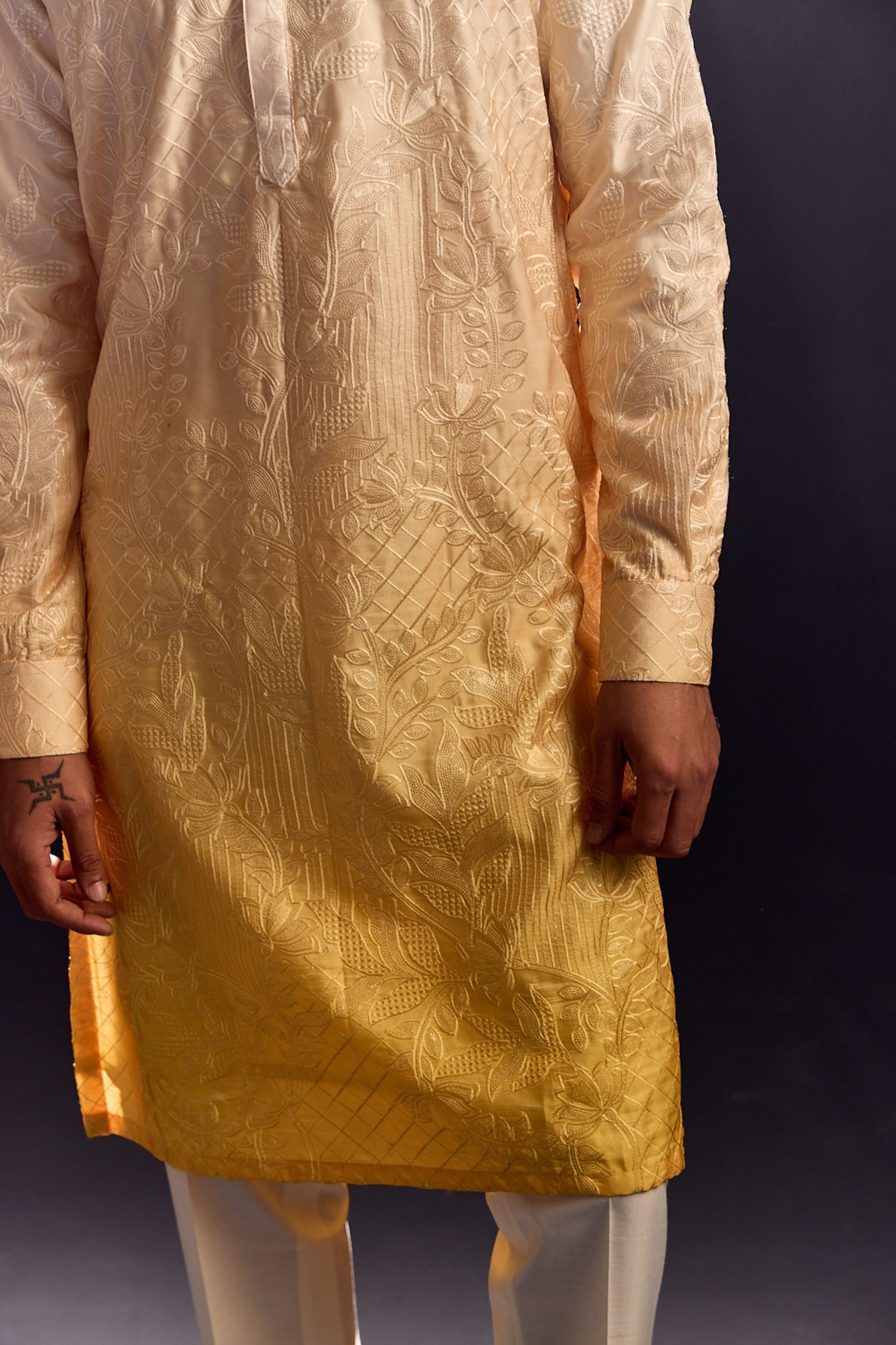Yellow Ombre Kurta Set