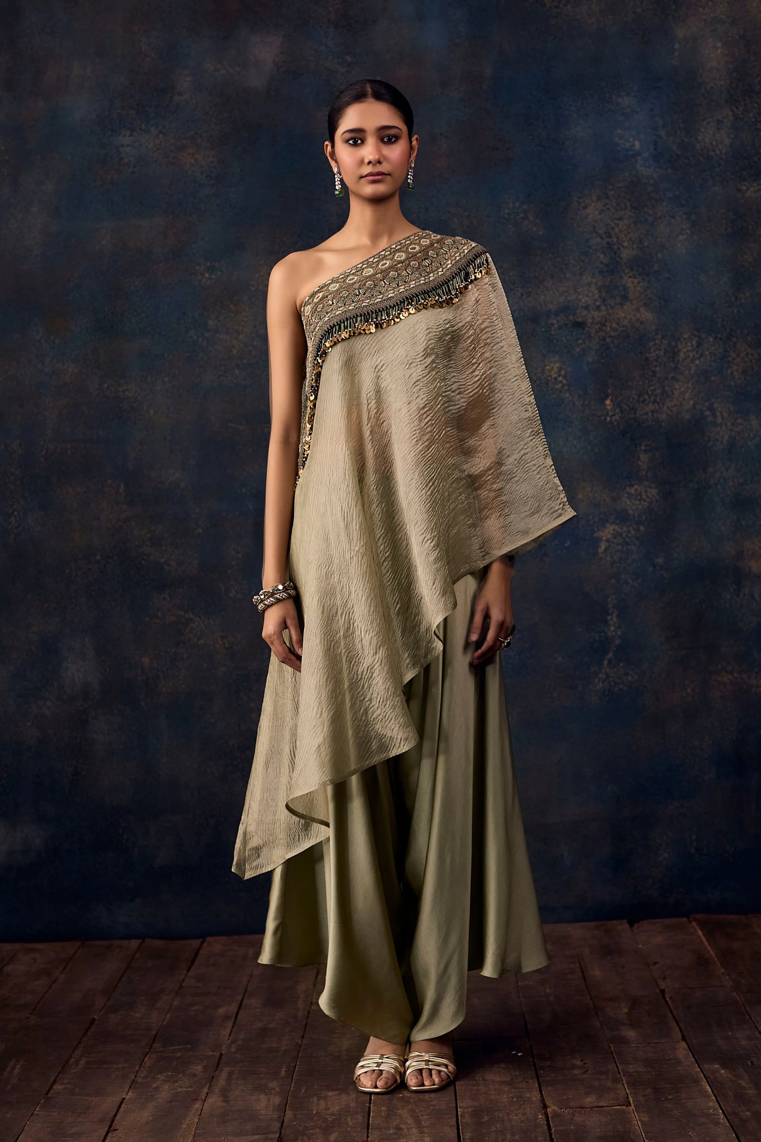 Av Dori Crushed Tissue Off-Shoulder Dress