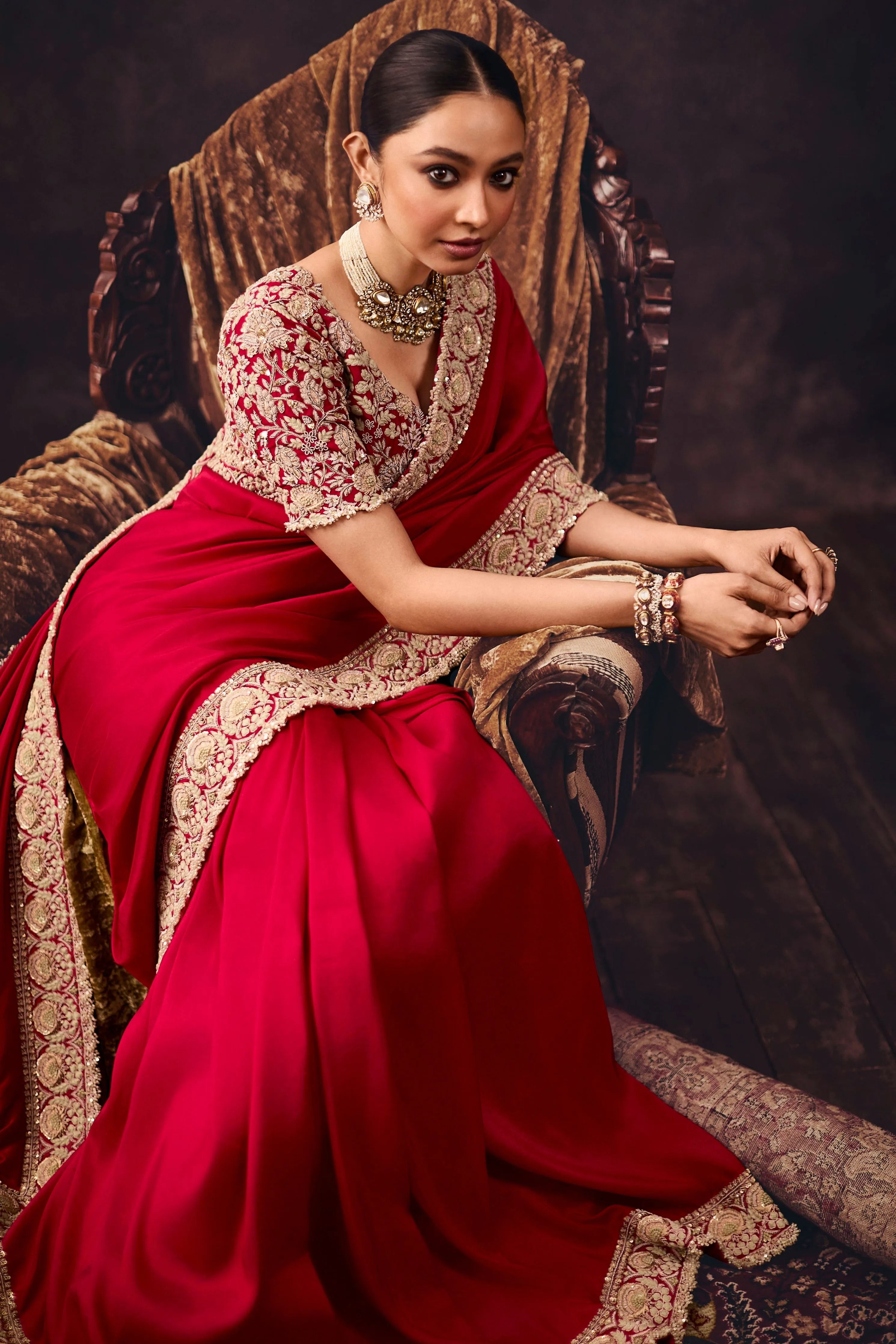 As Maal Resham Butta Saree Set