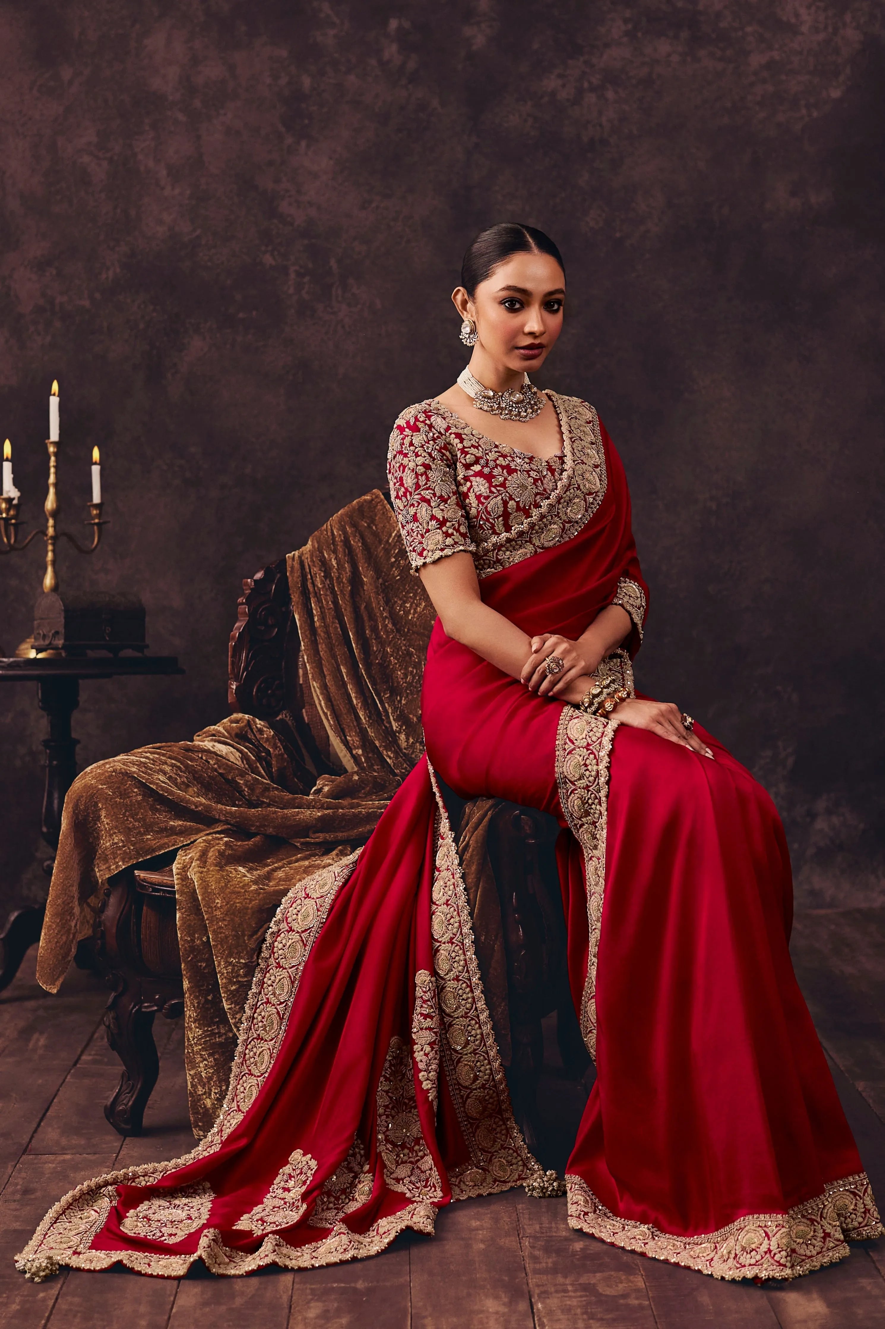 As Maal Resham Butta Saree Set