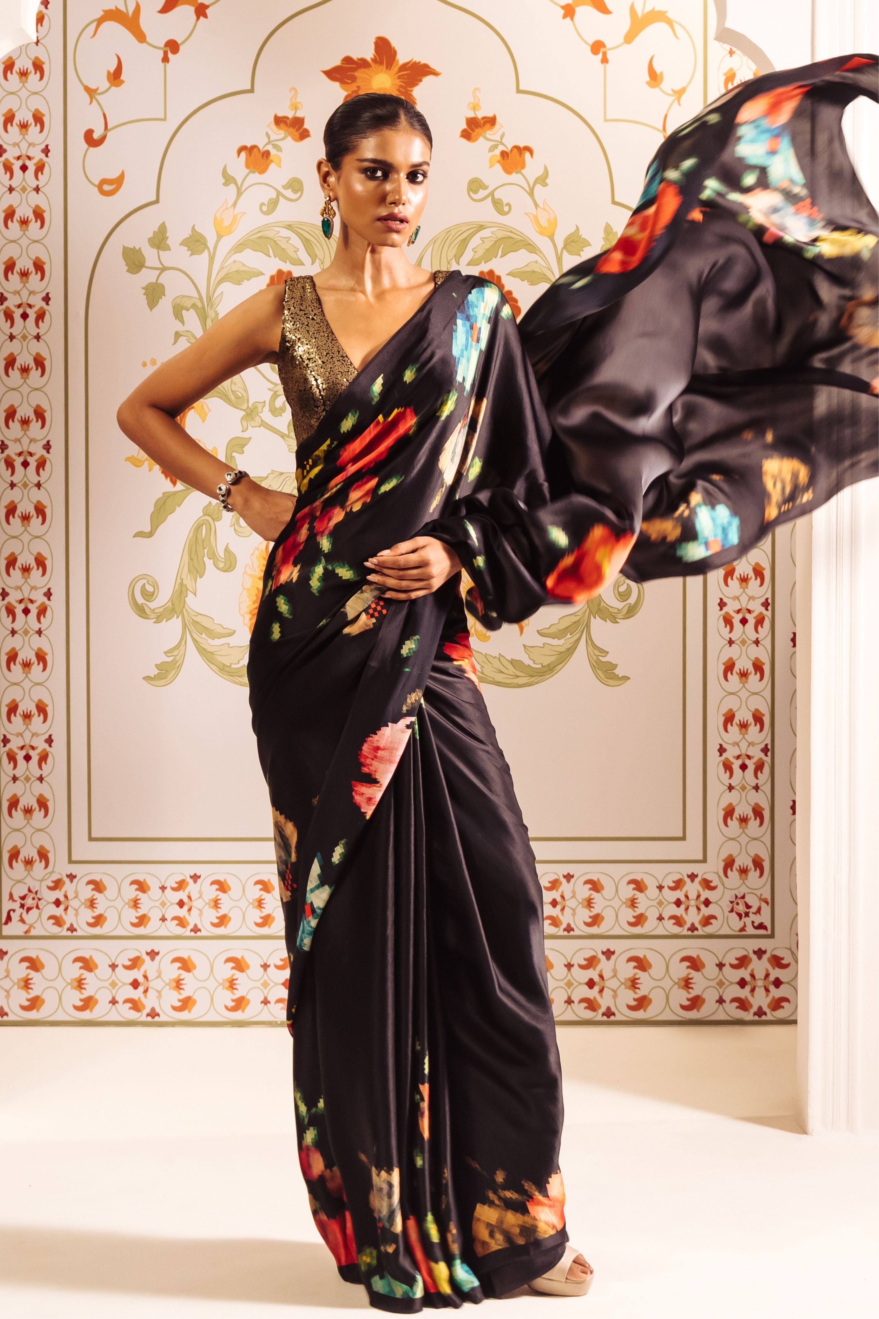 Zeba Black Saree
