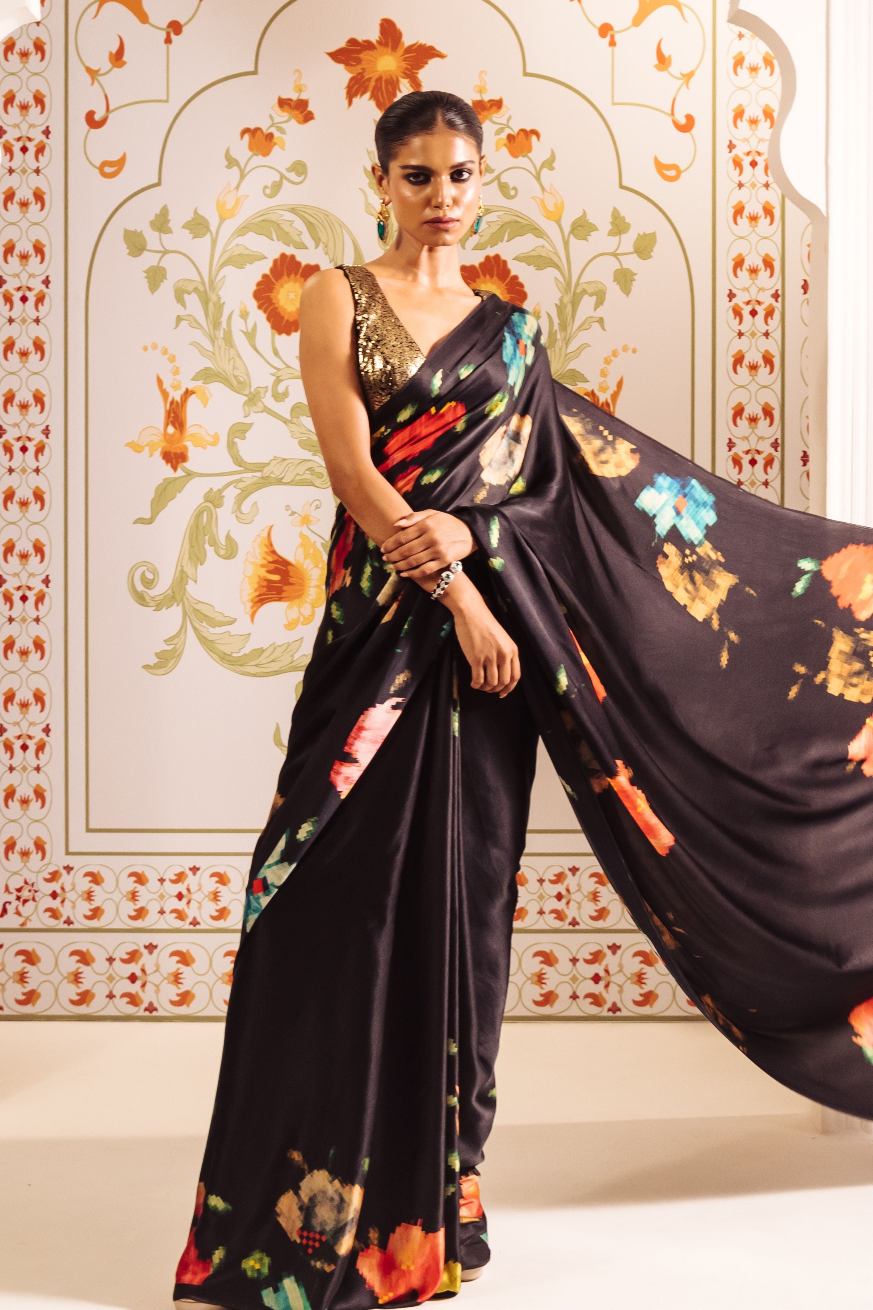 Zeba Black Saree