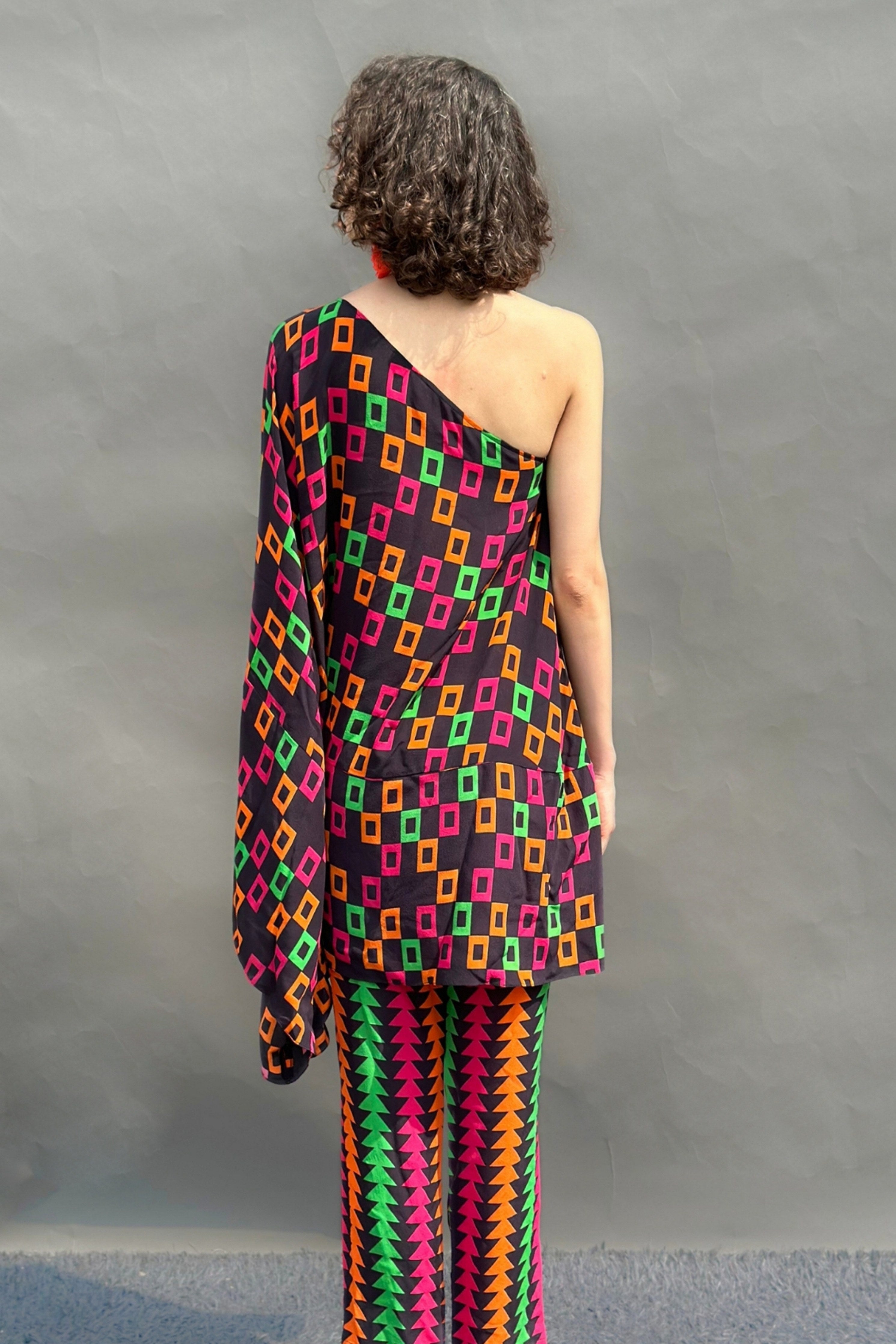Zig Zag Print Cowl Sleeve Co-Ord Set
