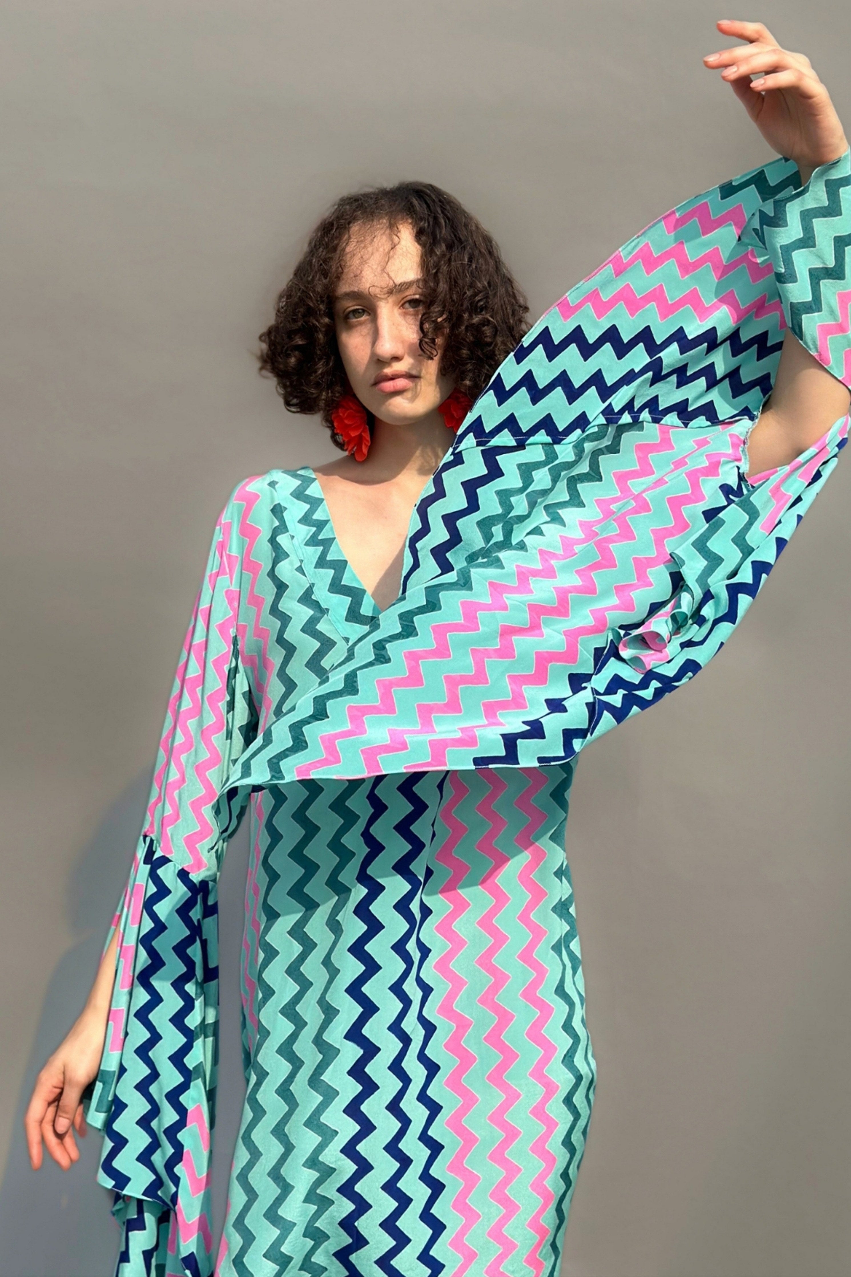 Zig Zag Printed Maxi Dress