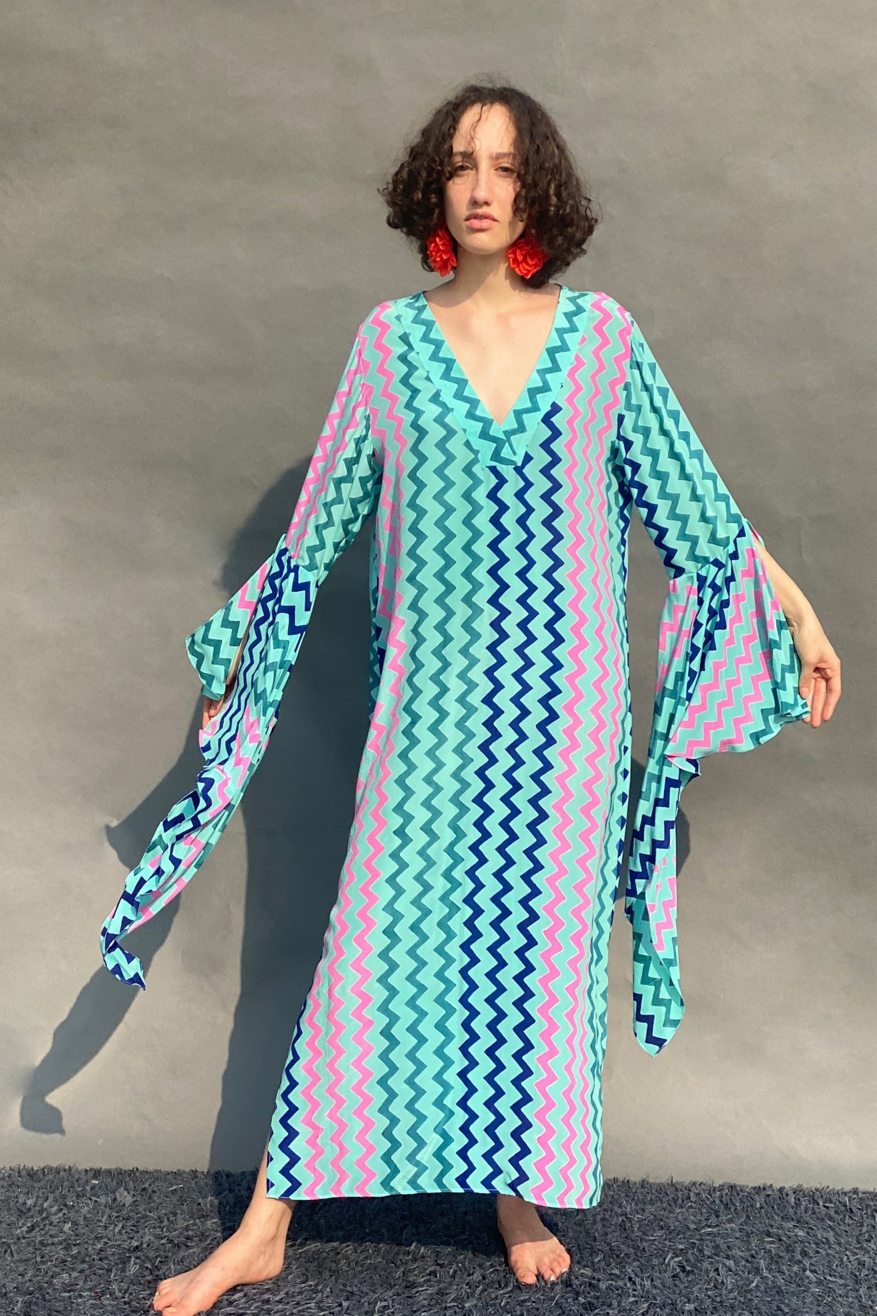 Zig Zag Printed Maxi Dress