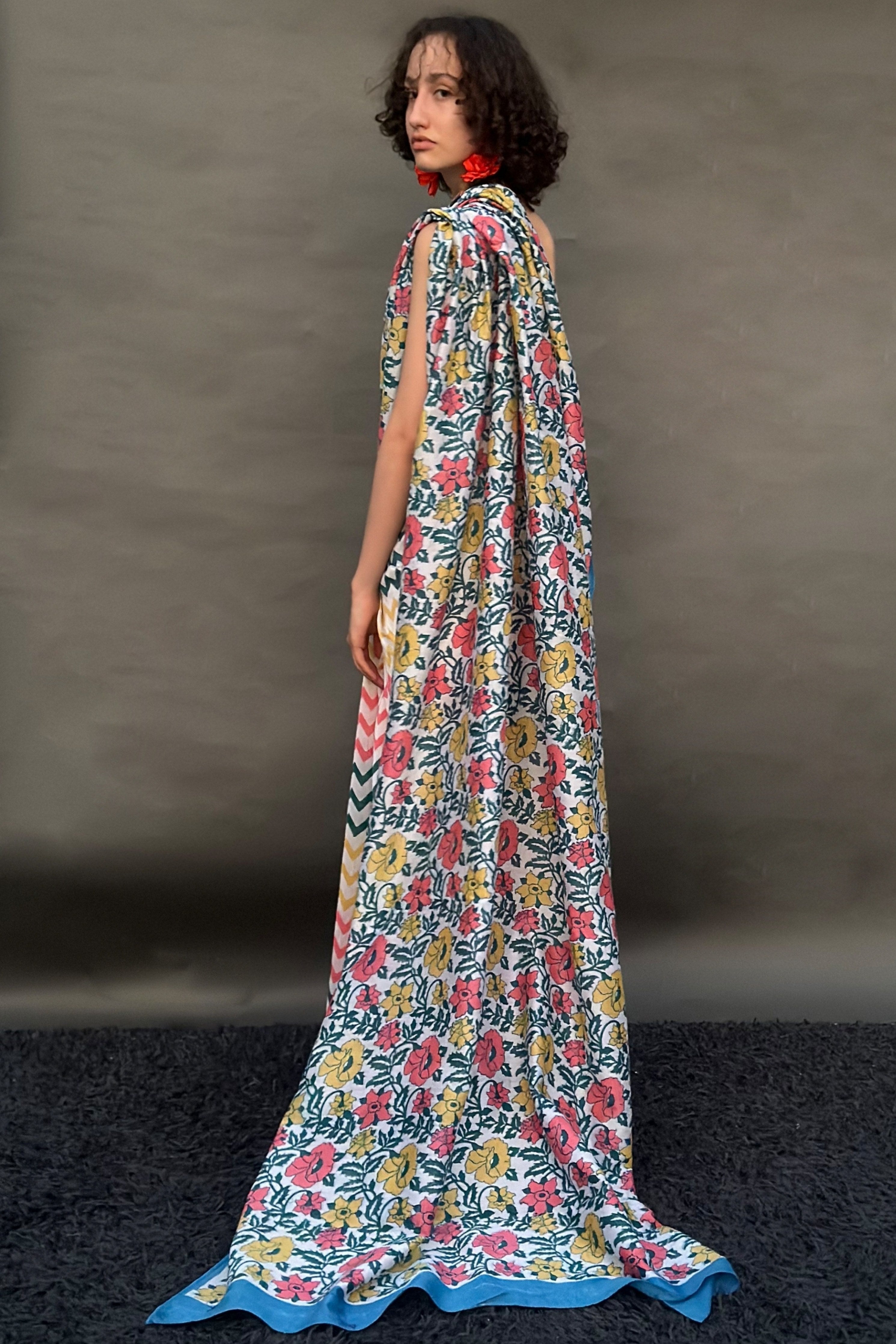 Zig Zag & Floral Saree