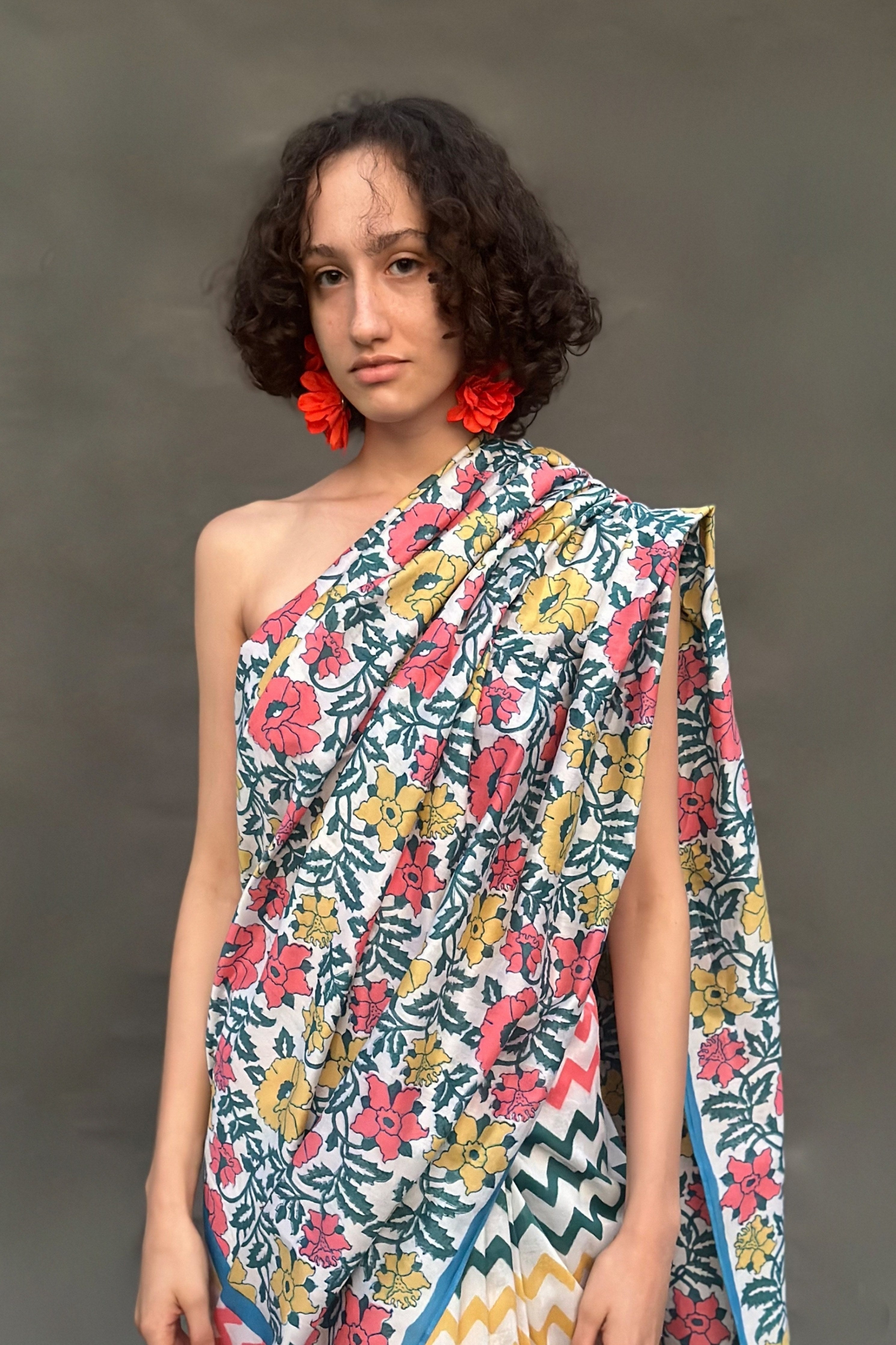 Zig Zag & Floral Saree