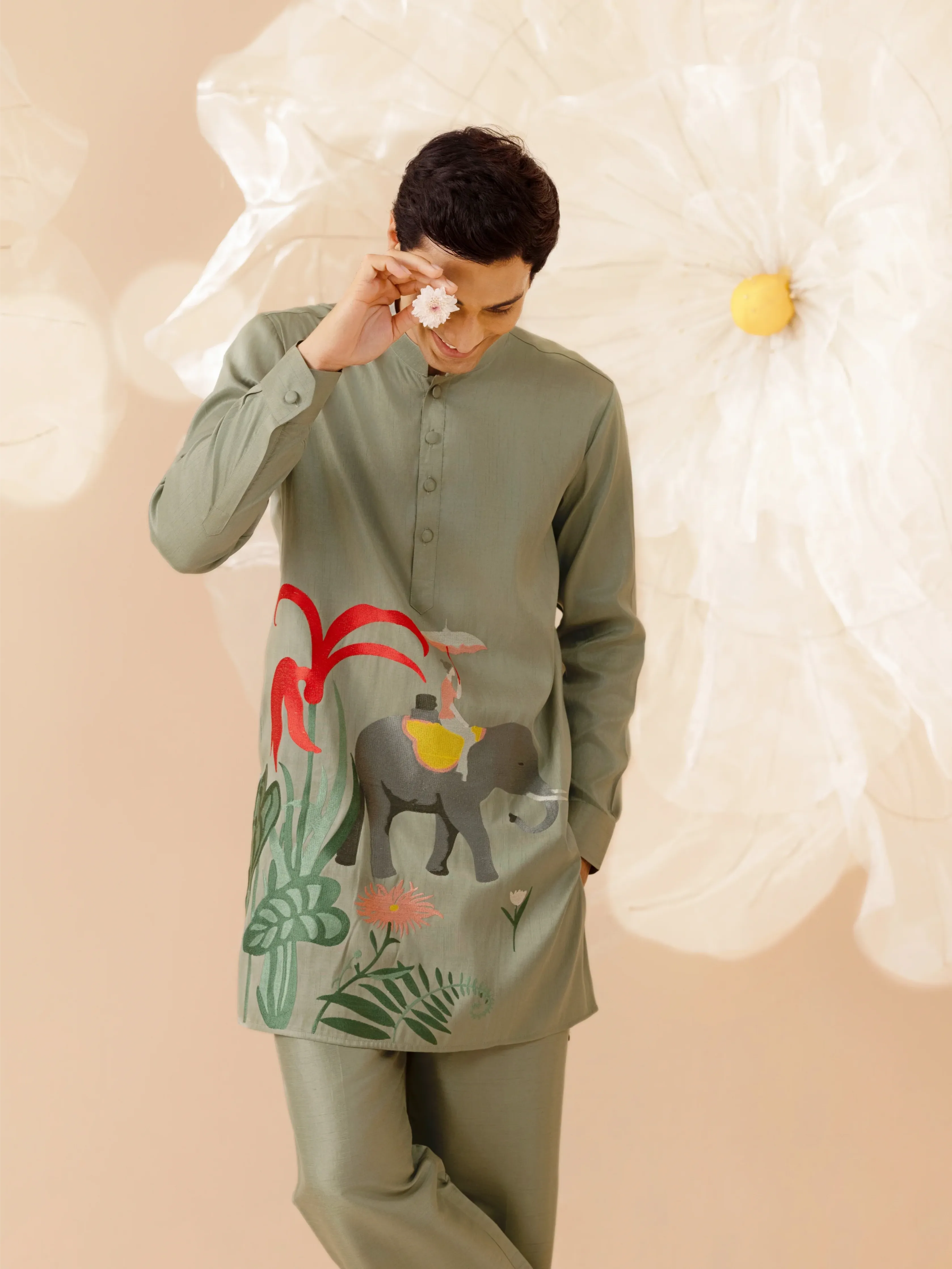 Baghban Silk Embroidery Kurta Set