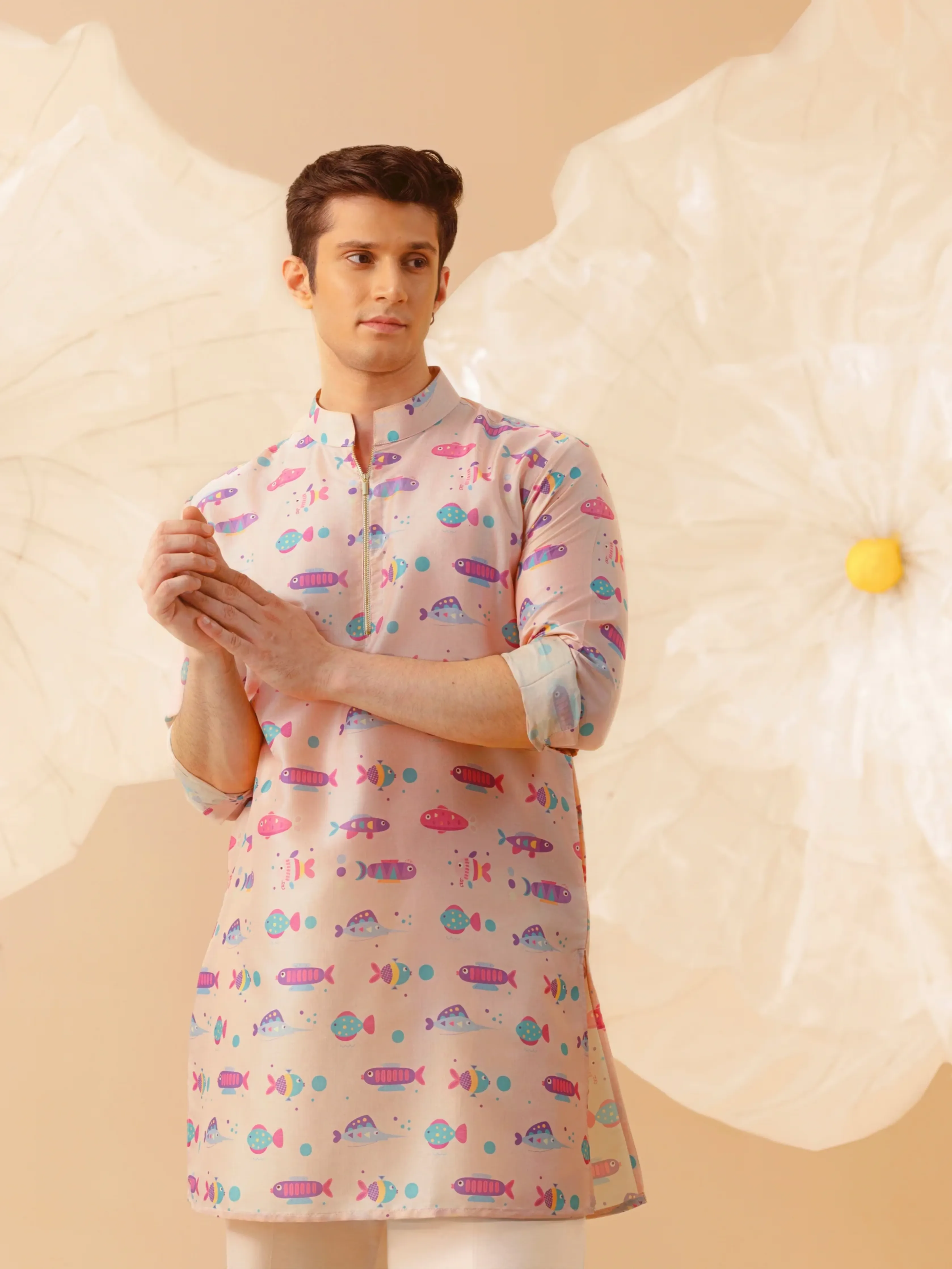 Ocean Bloom Silk Kurta