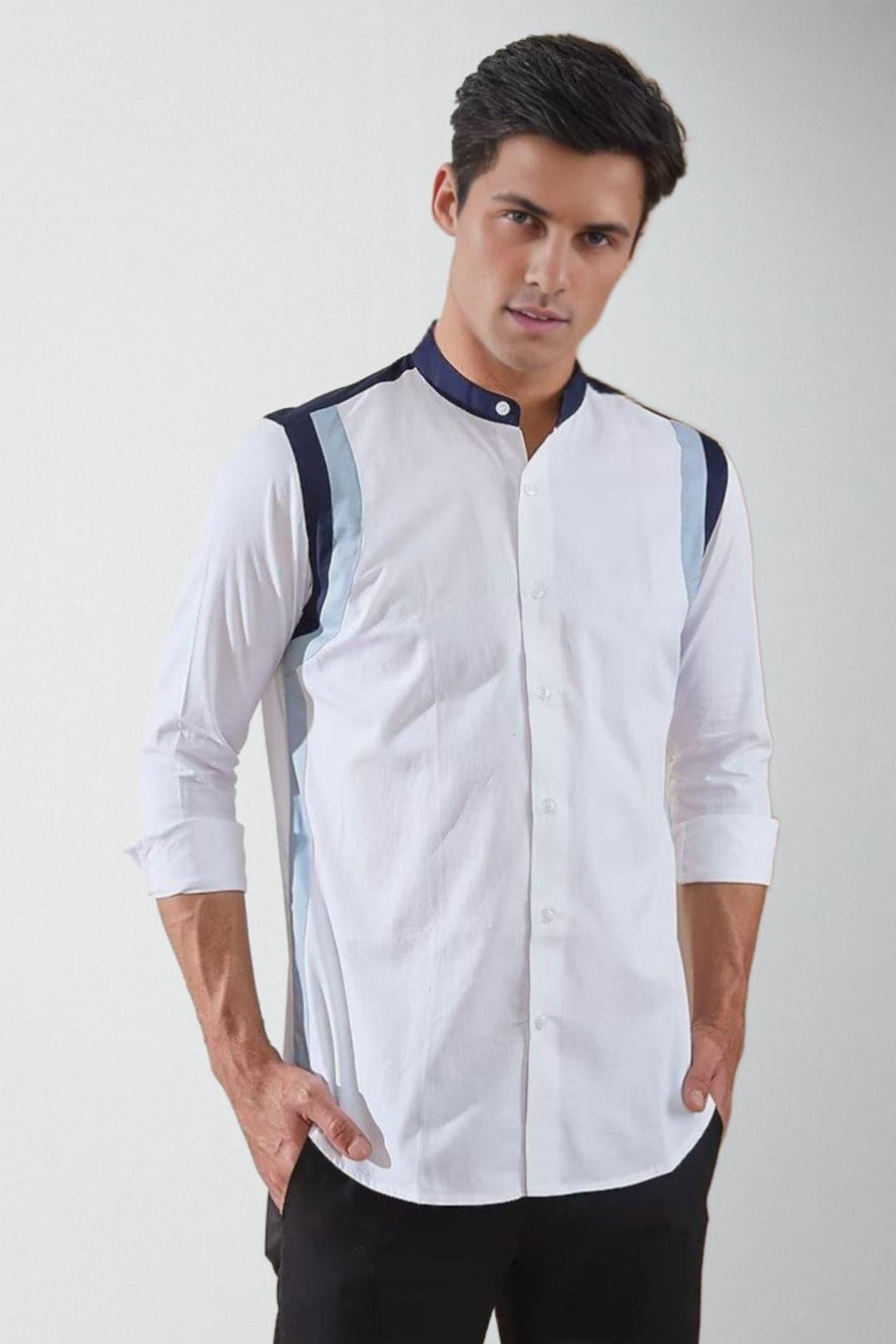 White Colour blocked Formal