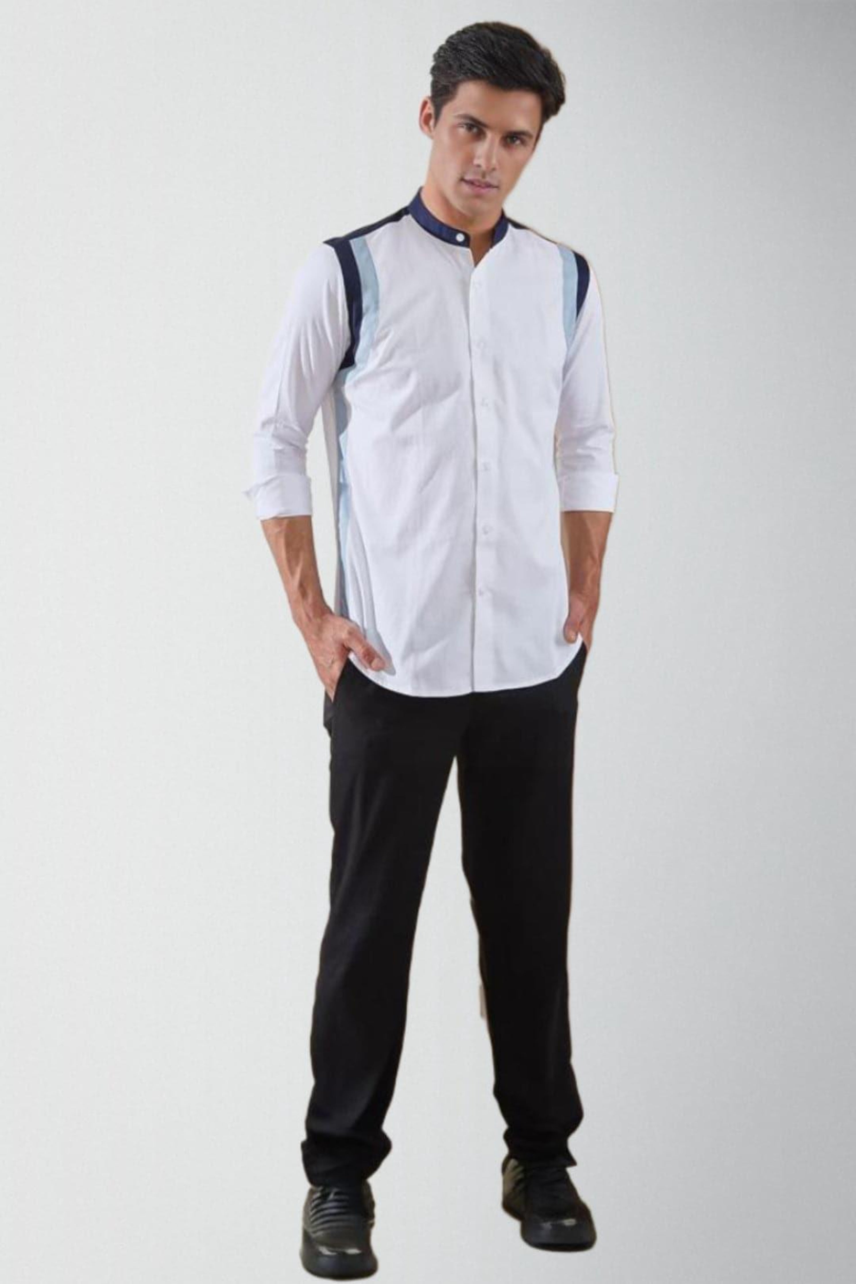 White Colour blocked Formal
