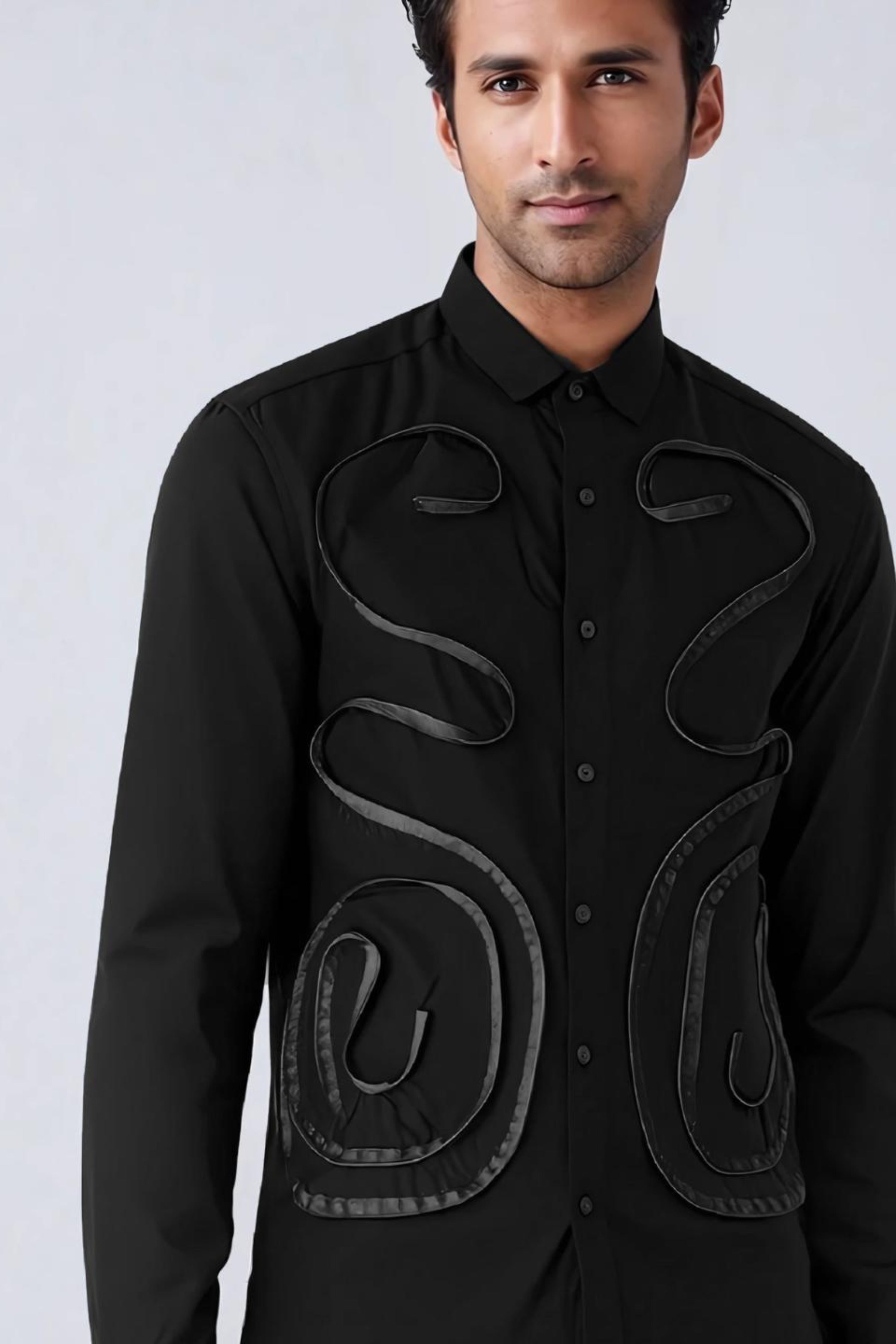 Black Embellished Party Shirt