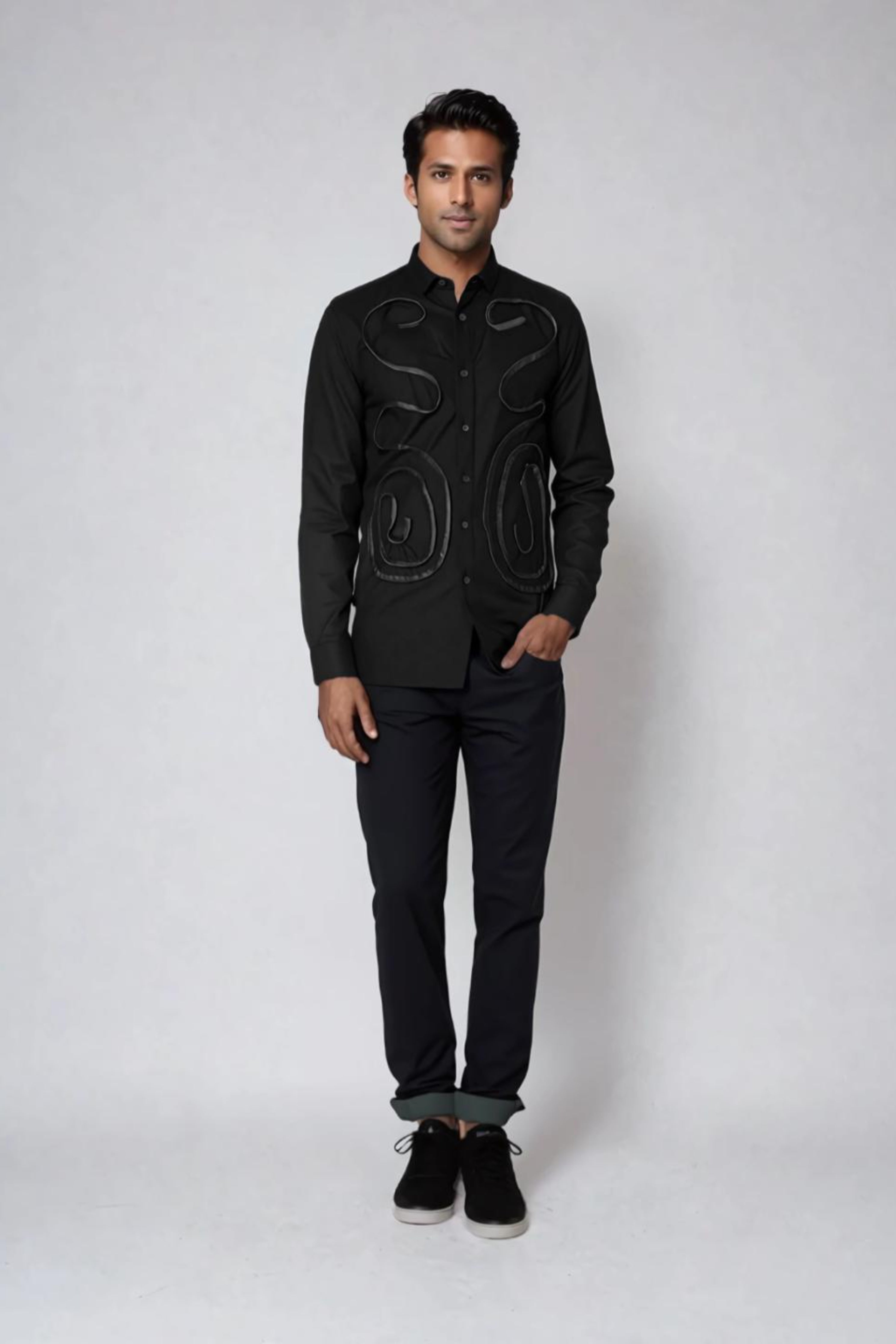 Black Embellished Party Shirt