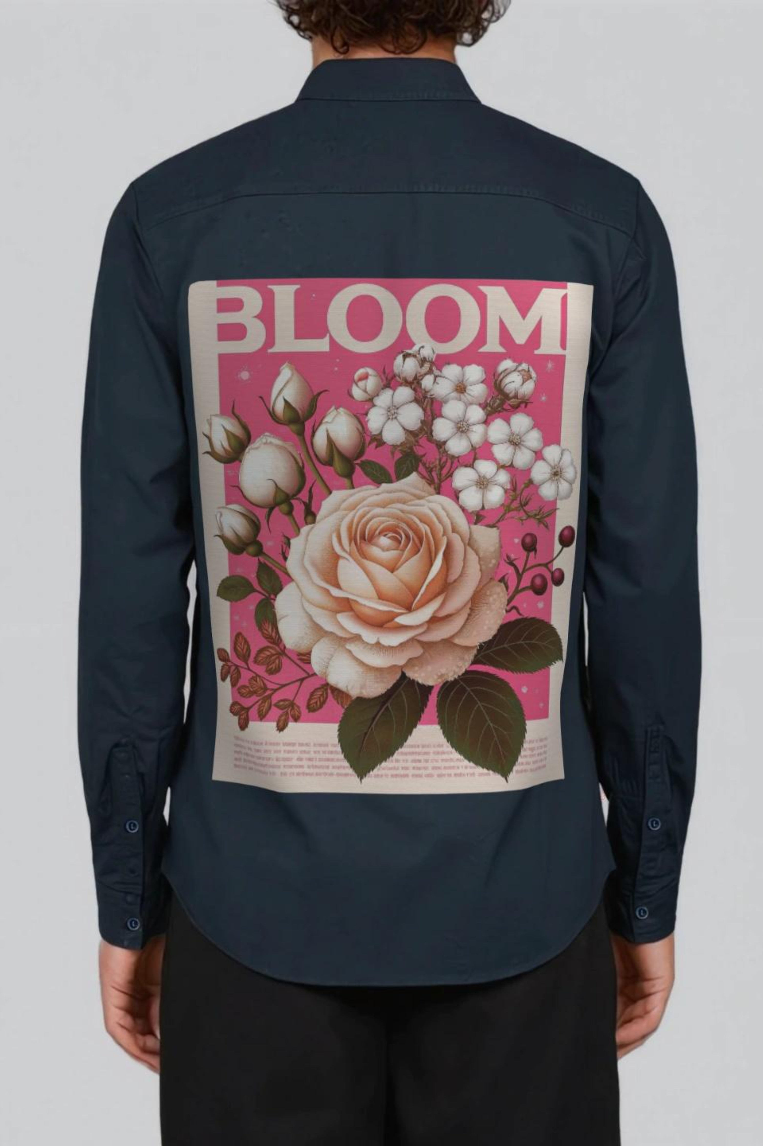 Navy Abstract Embroidered Party Shirt