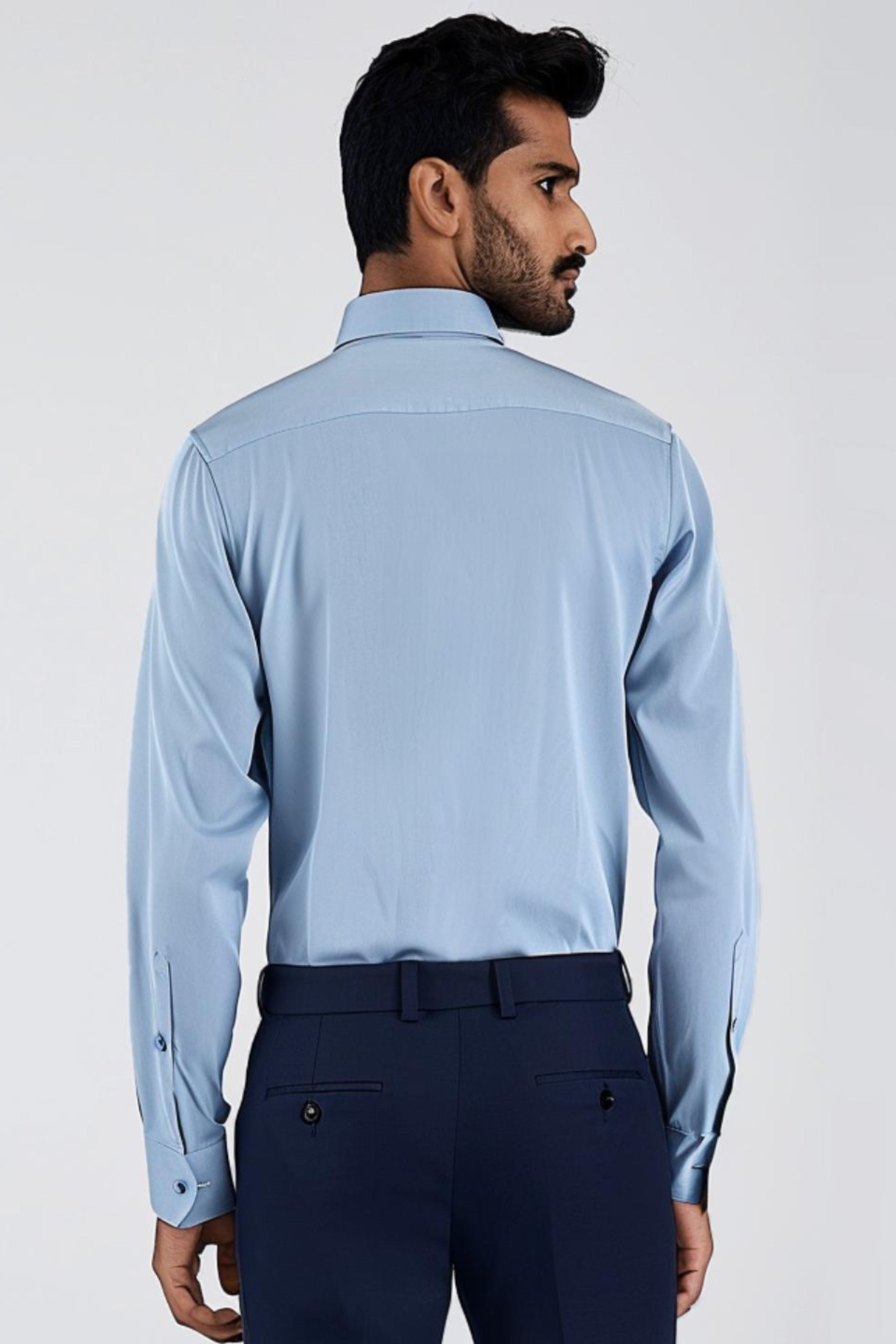 Blue Embroidered Casual Shirt